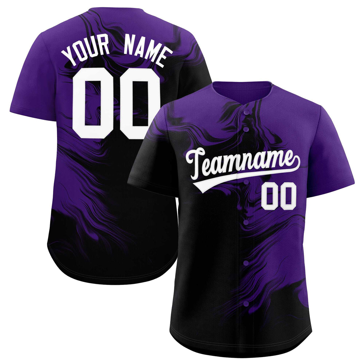Custom Purple Black Personalized Ink Pattern Authentic Baseball Jersey| KXKSHOP