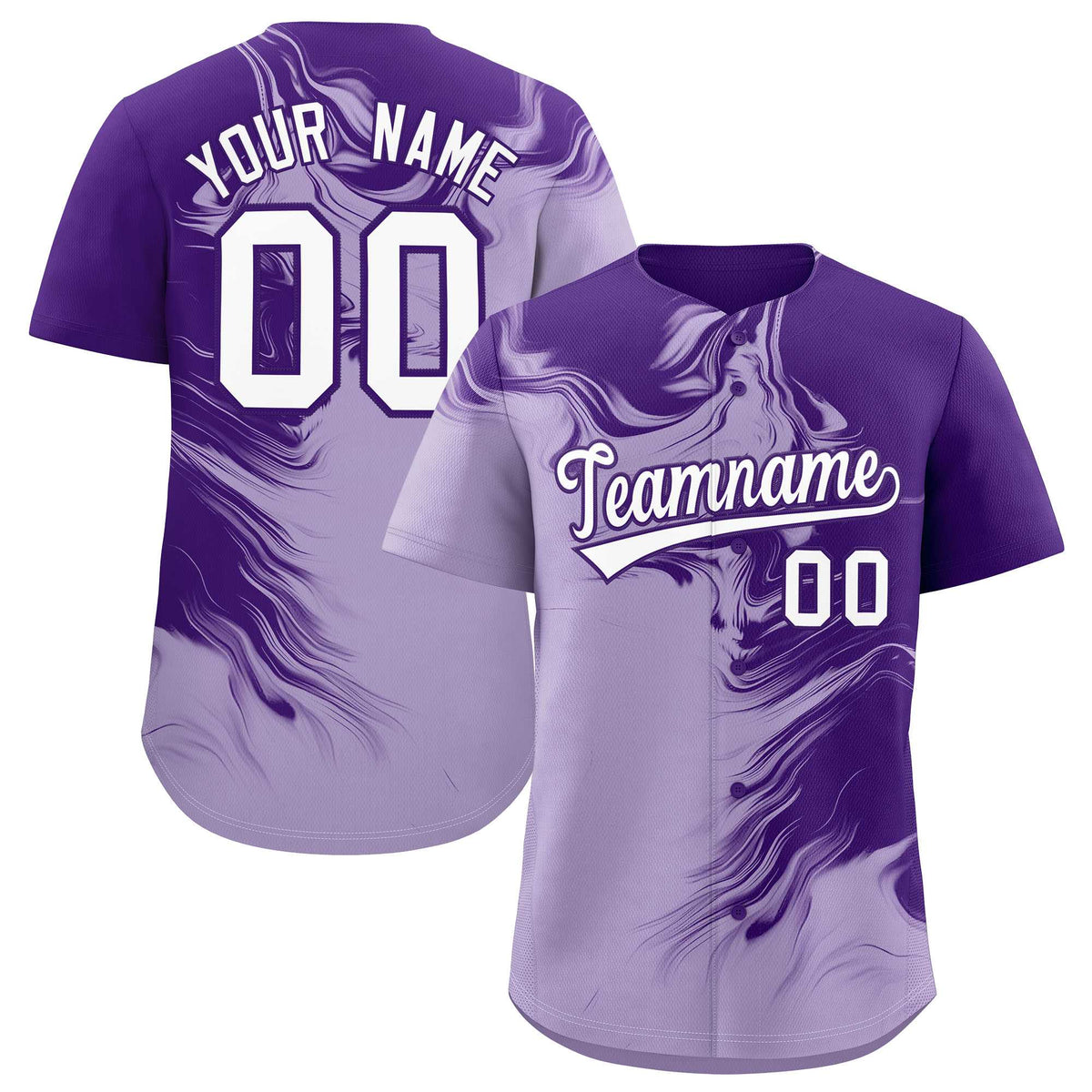 Custom Purple Light Purple Personalized Ink Pattern Authentic Baseball Jersey| KXKSHOP
