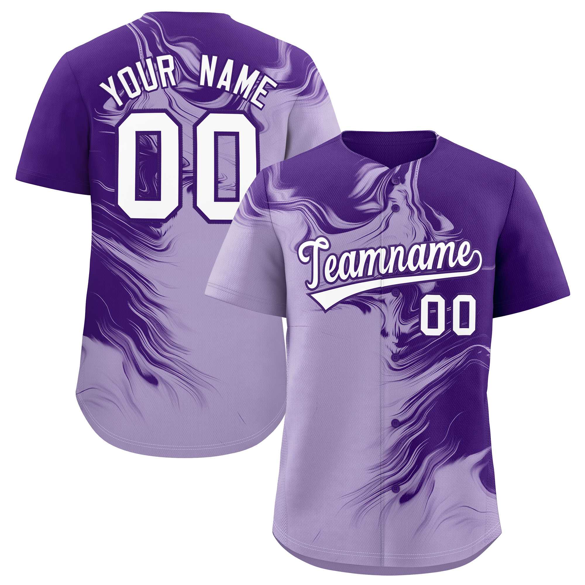 Custom Purple Light Purple Personalized Ink Pattern Authentic Baseball Jersey| KXKSHOP