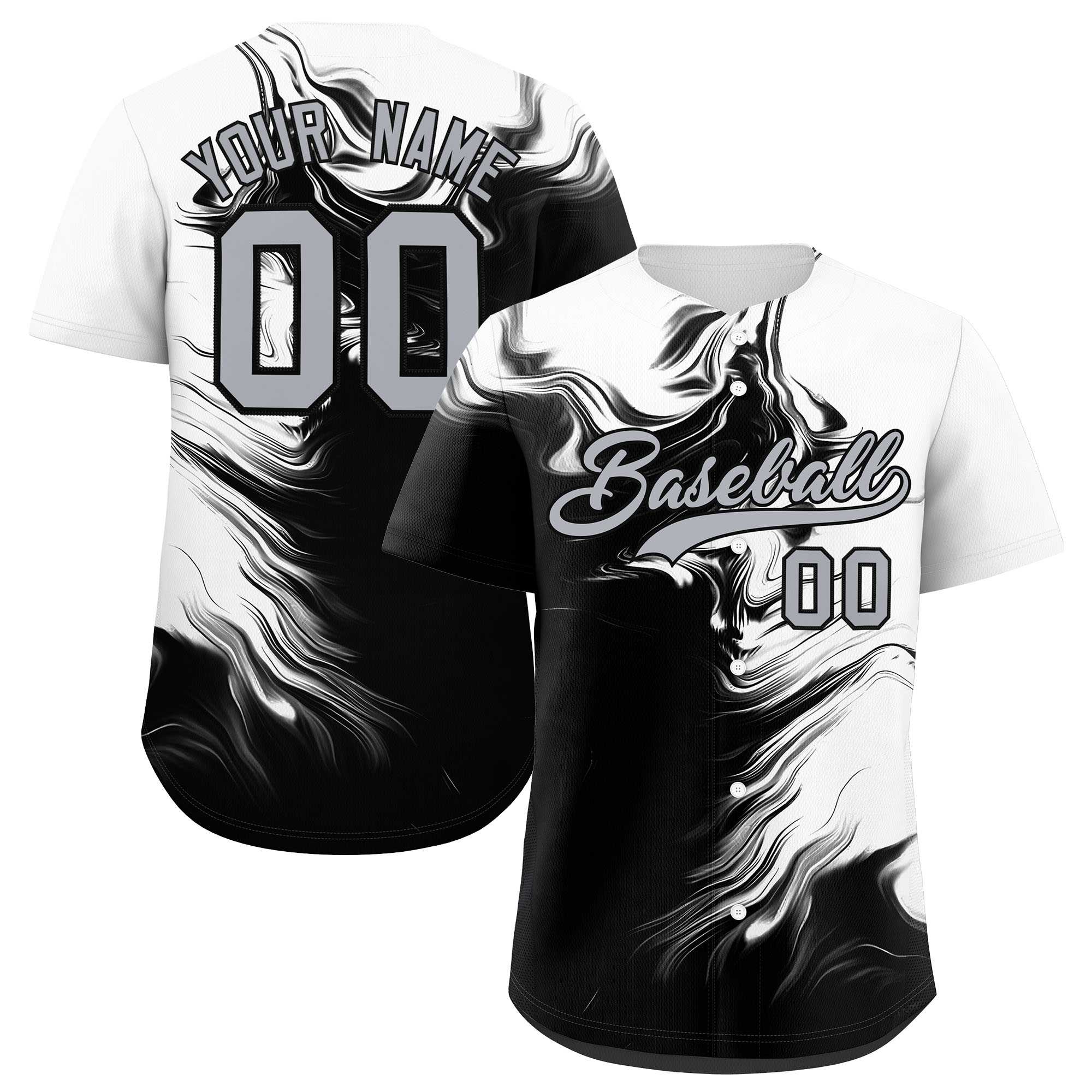Custom White Black Personalized Ink Pattern Authentic Baseball Jersey| KXKSHOP
