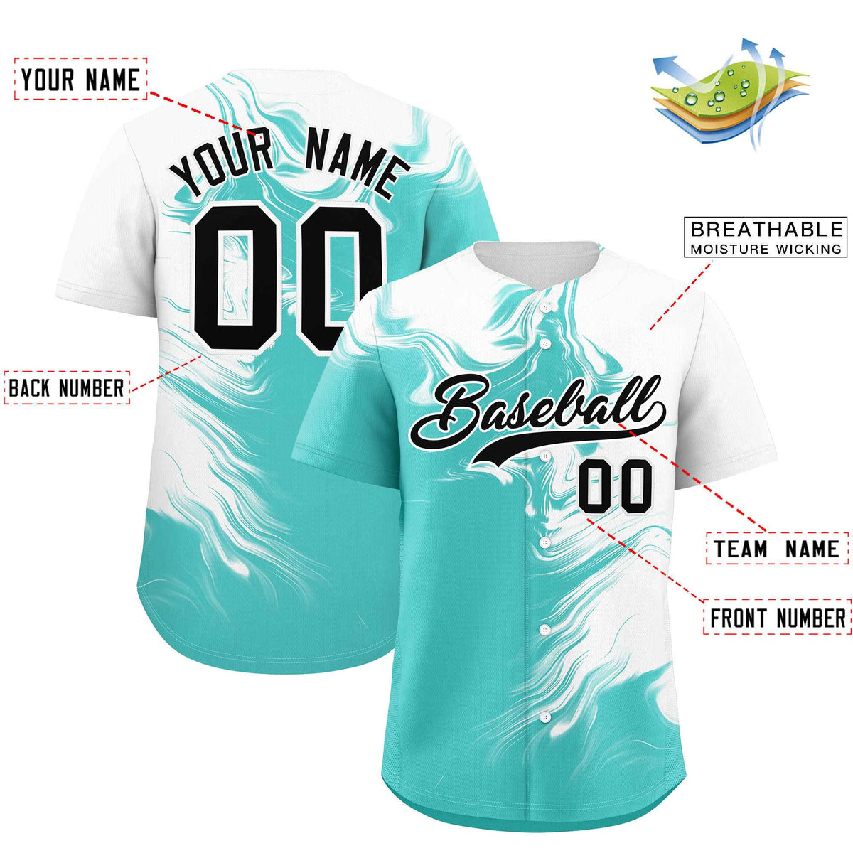 Custom White Bright Green Personalized Ink Pattern Authentic Baseball Jersey| KXKSHOP