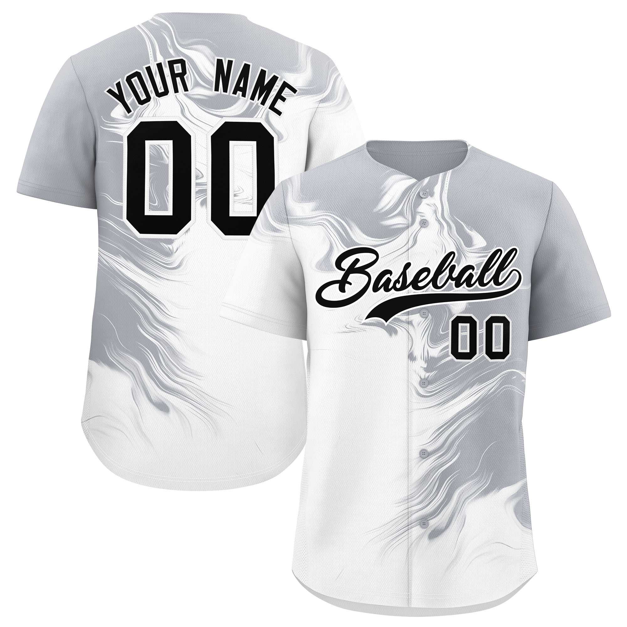 Custom Gray White Personalized Ink Pattern Authentic Baseball Jersey| KXKSHOP