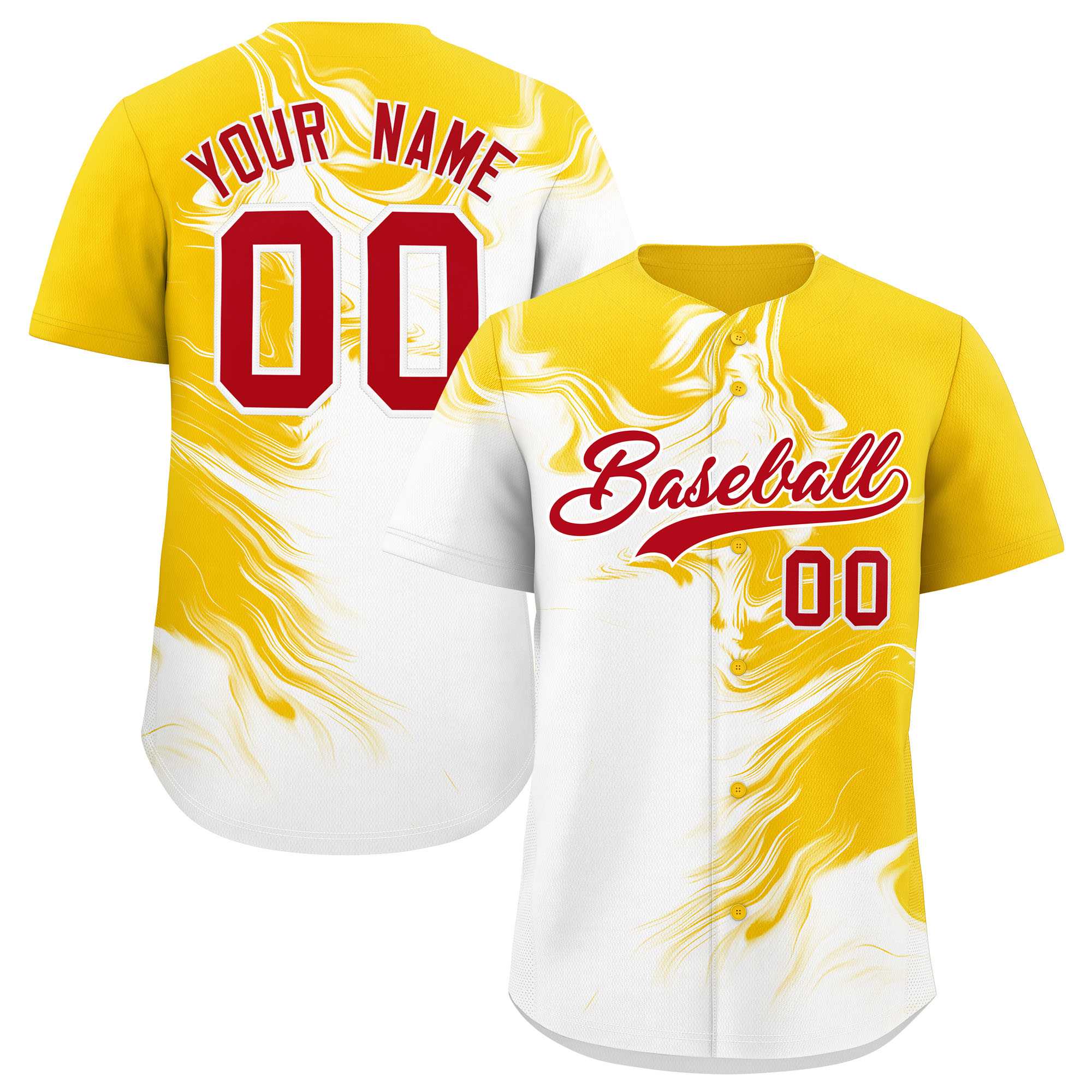 Custom Gold White Personalized Ink Pattern Authentic Baseball Jersey| KXKSHOP