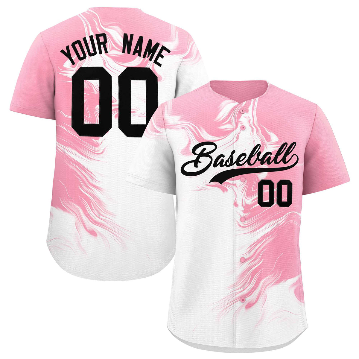 Custom Light Pink White Personalized Ink Pattern Authentic Baseball Jersey| KXKSHOP