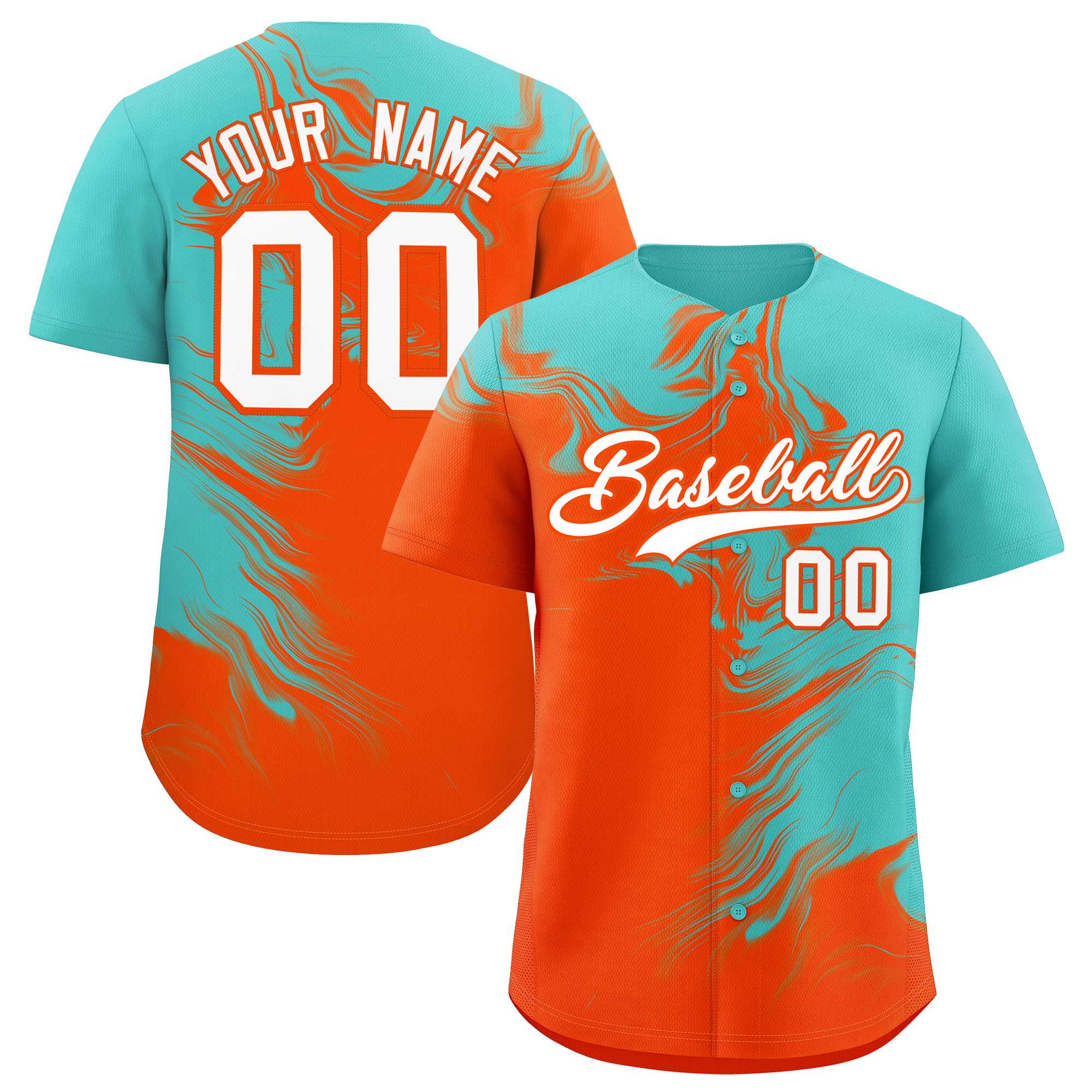 Custom Bright Green Orange Personalized Ink Pattern Authentic Baseball Jersey| KXKSHOP