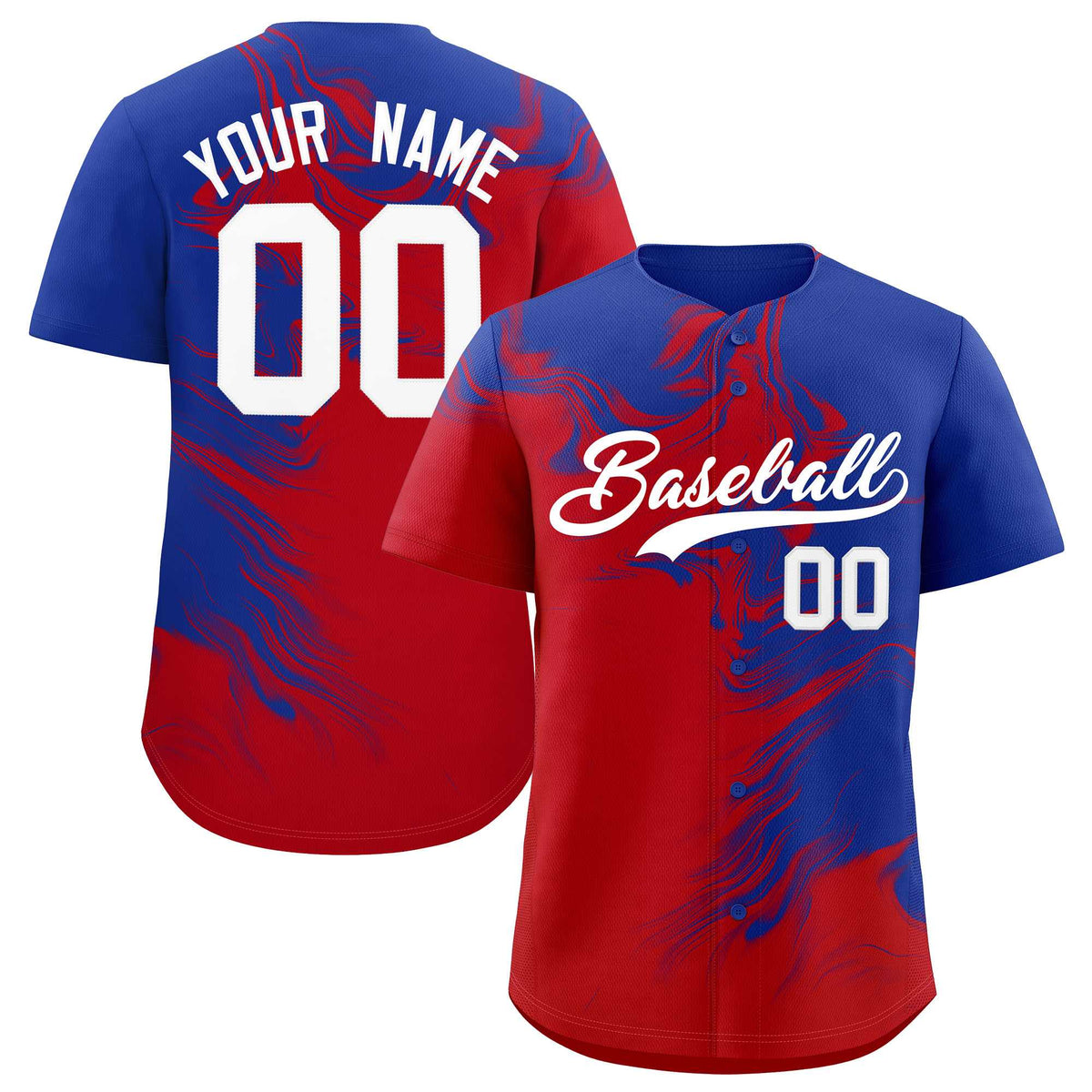Custom Royal Red Personalized Ink Pattern Authentic Baseball Jersey| KXKSHOP