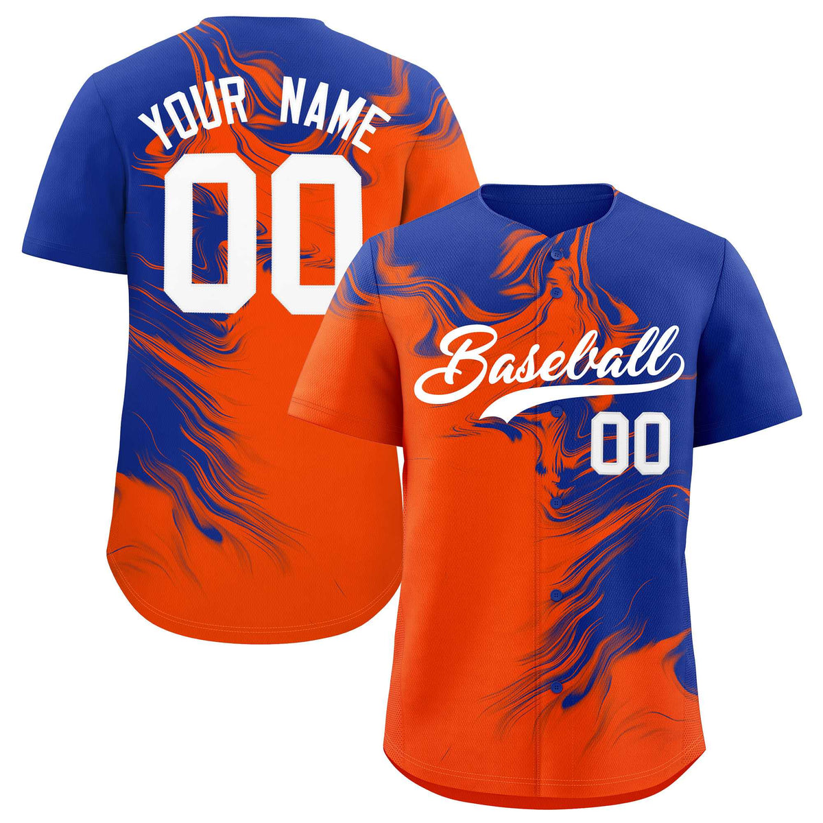 Custom Royal Orange Personalized Ink Pattern Authentic Baseball Jersey| KXKSHOP