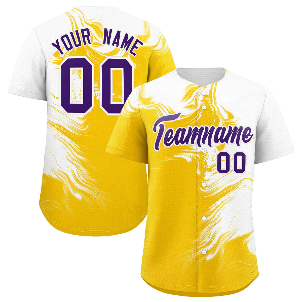 Custom White Gold Personalized Ink Pattern Authentic Baseball Jersey| KXKSHOP