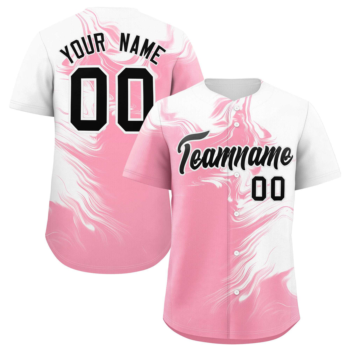 Custom White Light Pink Personalized Ink Pattern Authentic Baseball Jersey| KXKSHOP