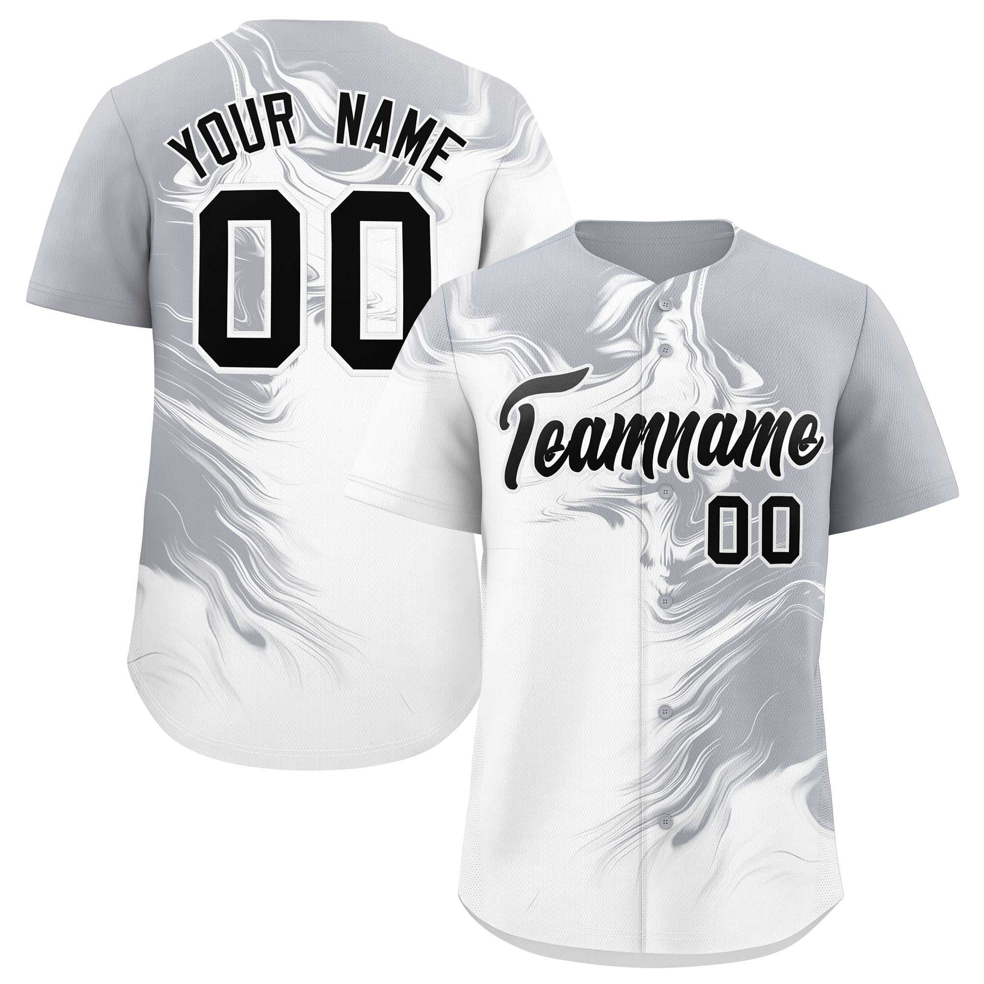 Custom Gray White Personalized Ink Pattern Authentic Baseball Jersey| KXKSHOP