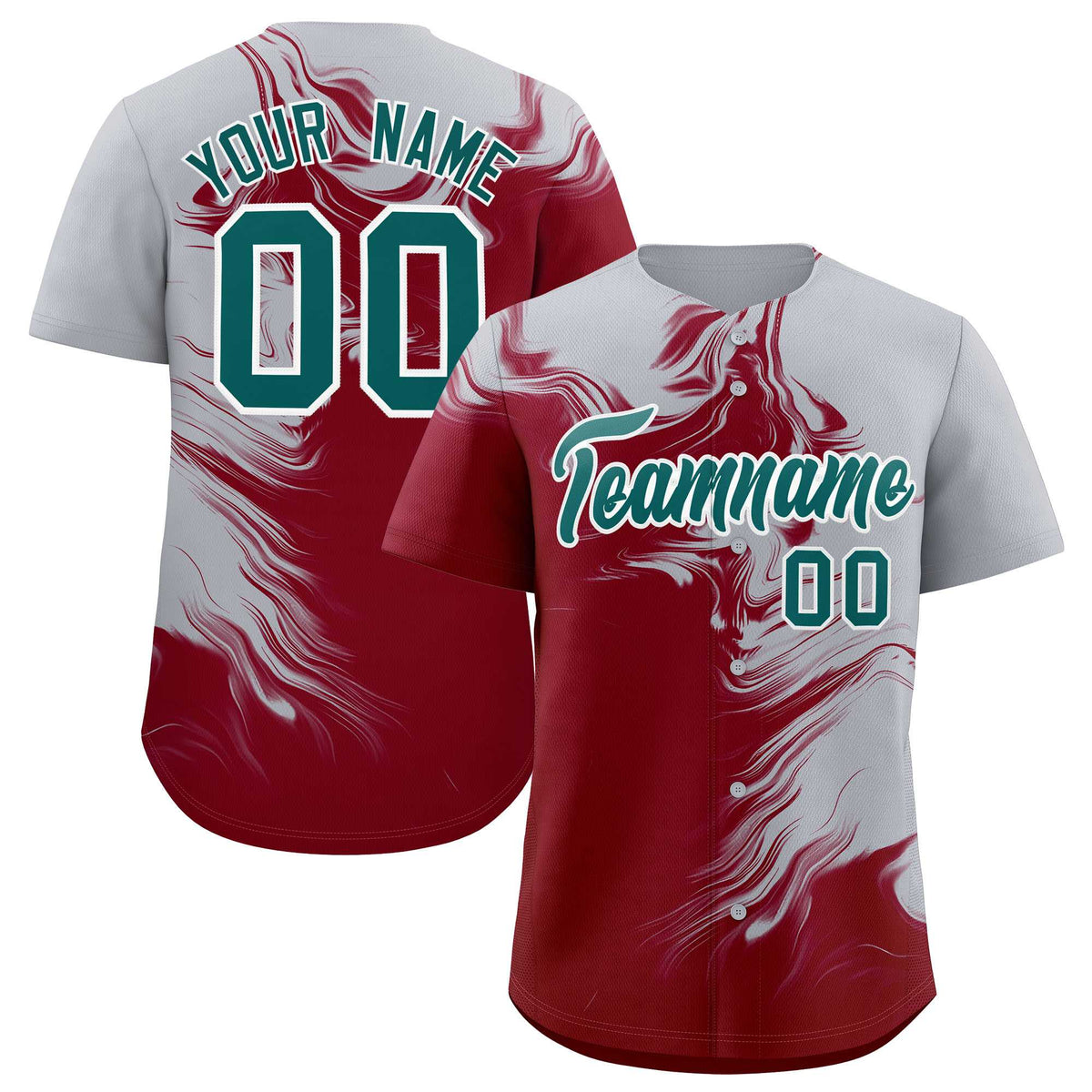 Custom Gray Crimson Personalized Ink Pattern Authentic Baseball Jersey| KXKSHOP