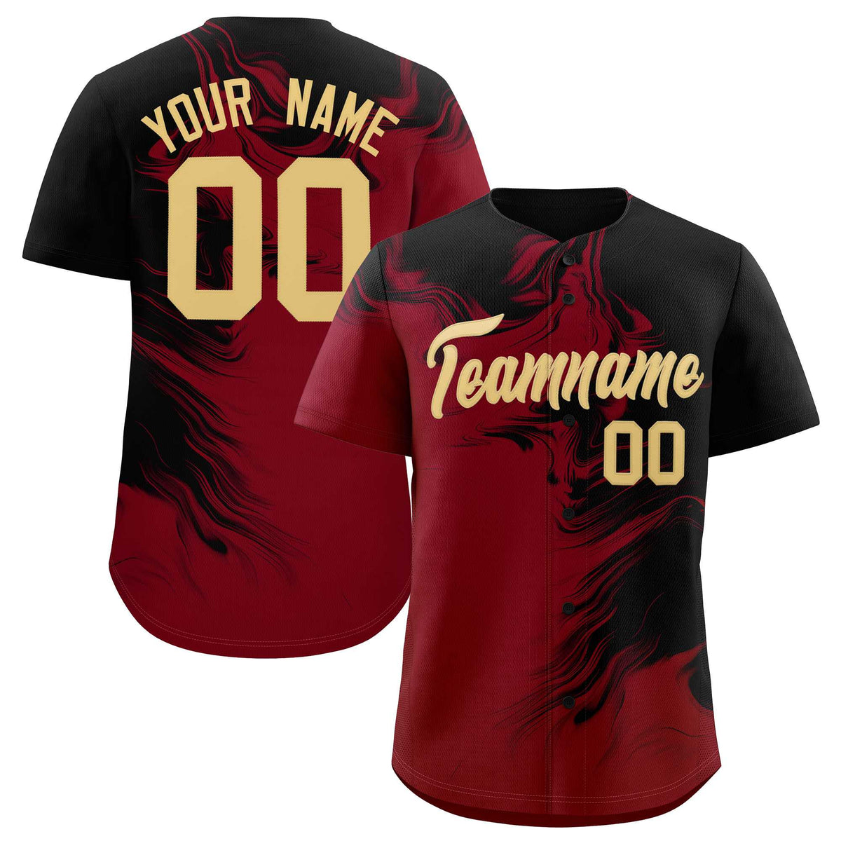 Custom Black Crimson Personalized Ink Pattern Authentic Baseball Jersey| KXKSHOP