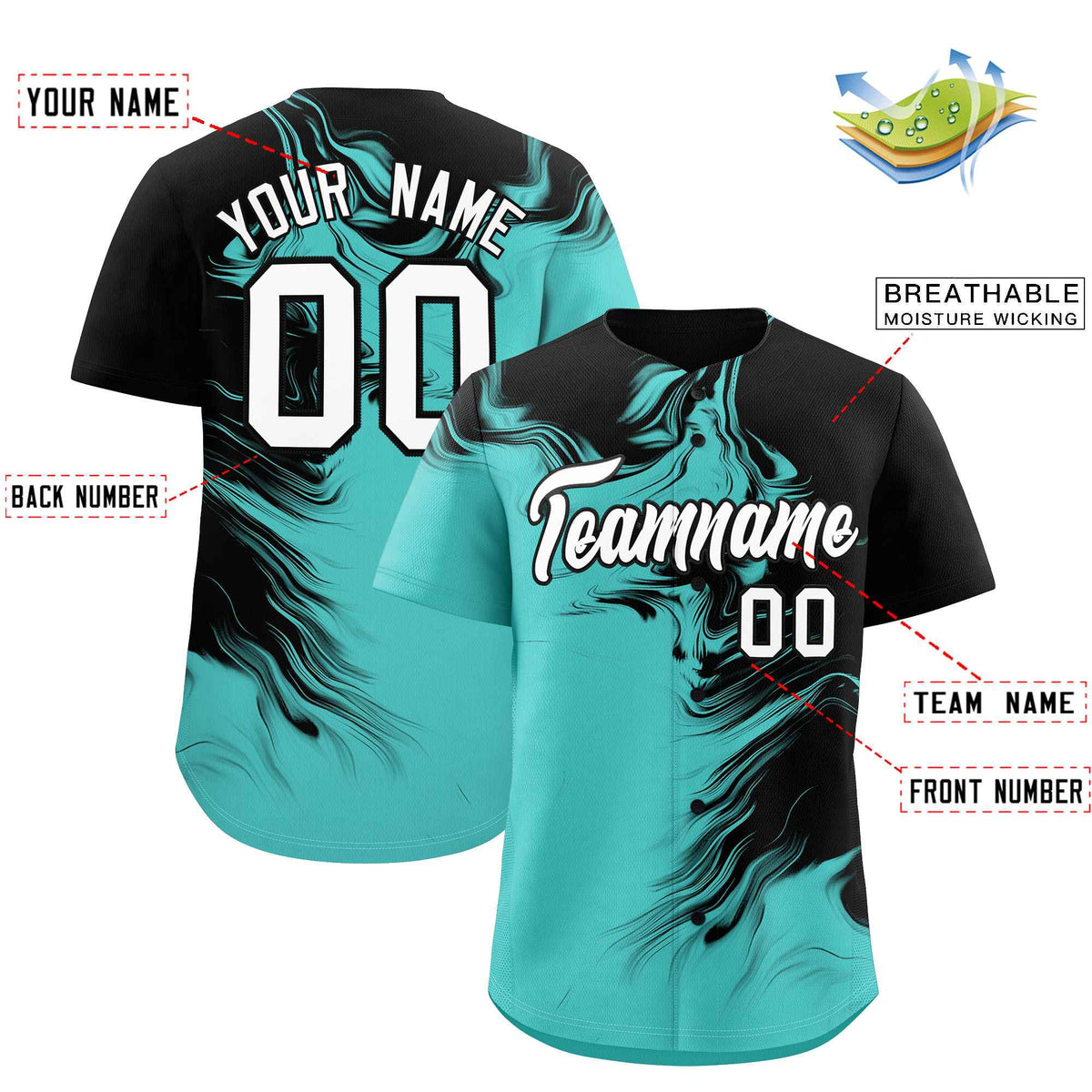 Custom Black Bright Green Personalized Ink Pattern Authentic Baseball Jersey| KXKSHOP