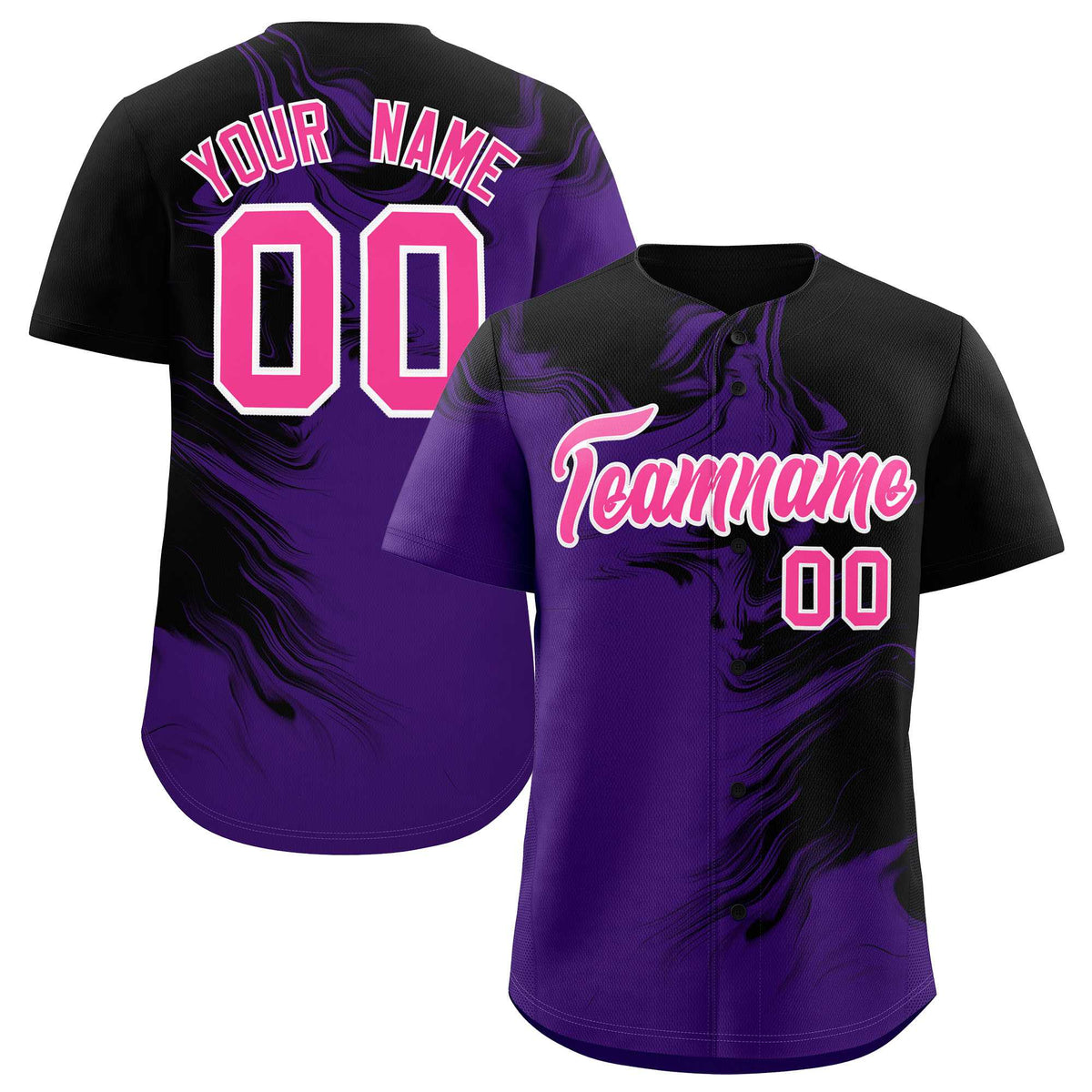 Custom Black Purple Personalized Ink Pattern Authentic Baseball Jersey| KXKSHOP