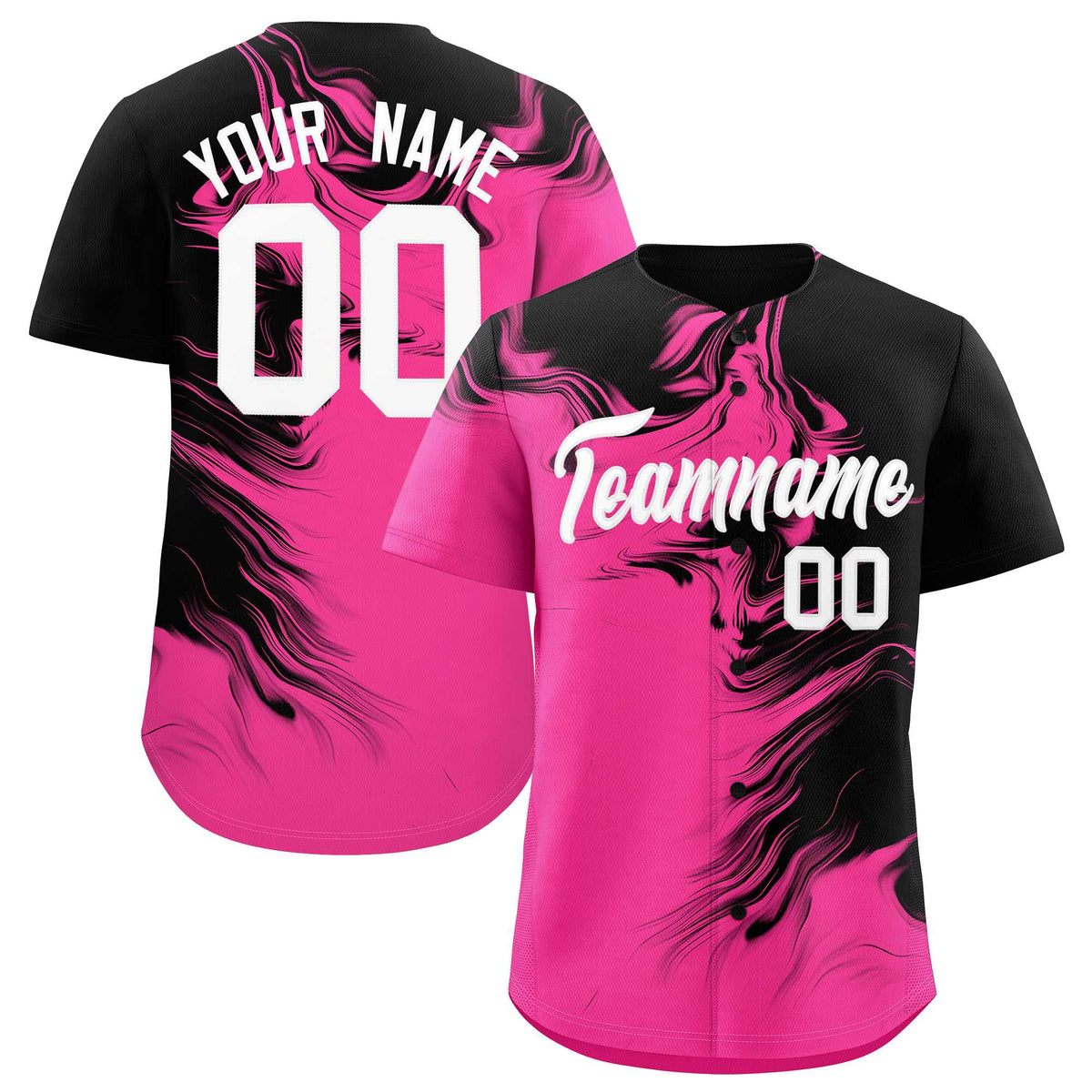 Custom Black Pink Personalized Ink Pattern Authentic Baseball Jersey| KXKSHOP