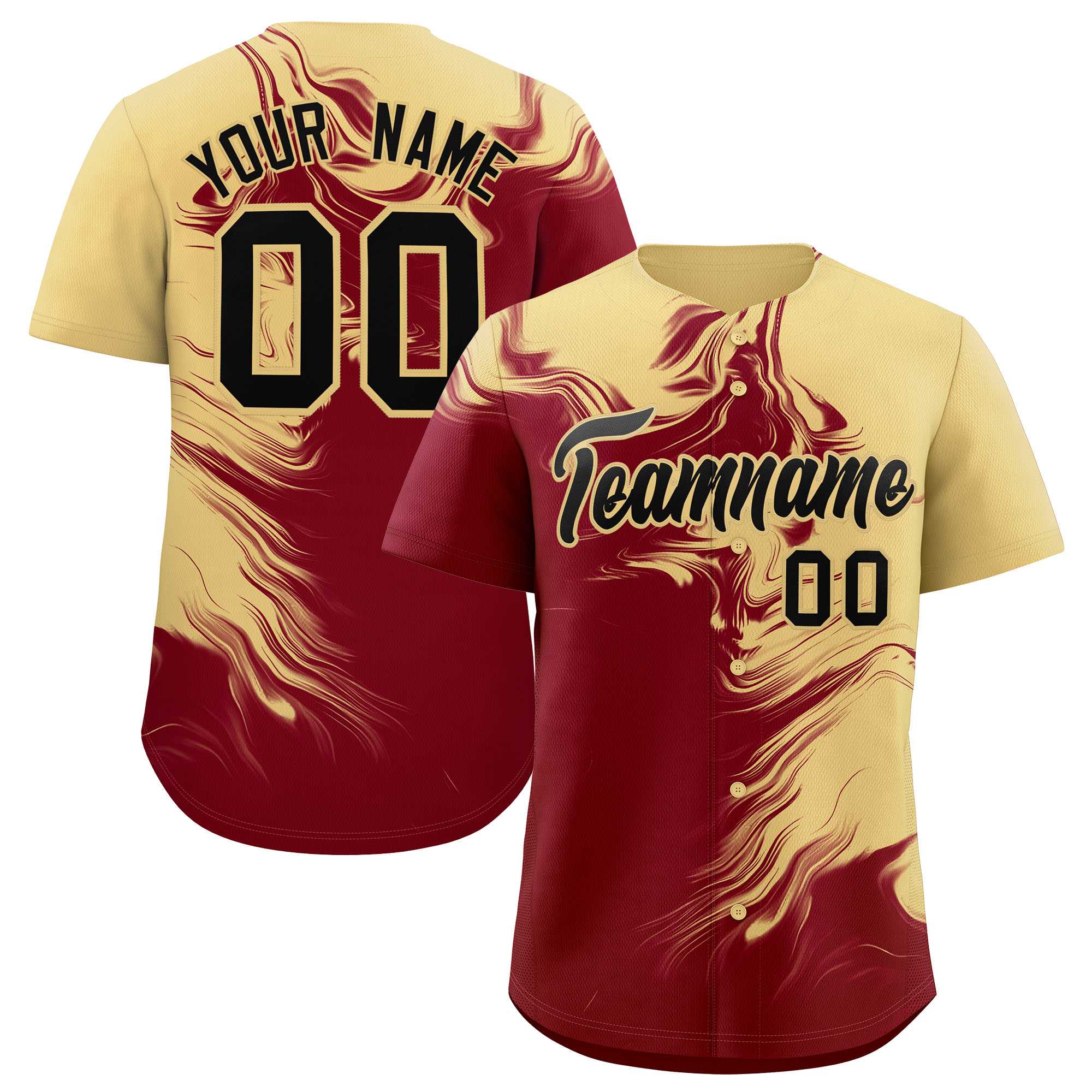 Custom Khaki Crimson Personalized Ink Pattern Authentic Baseball Jersey| KXKSHOP