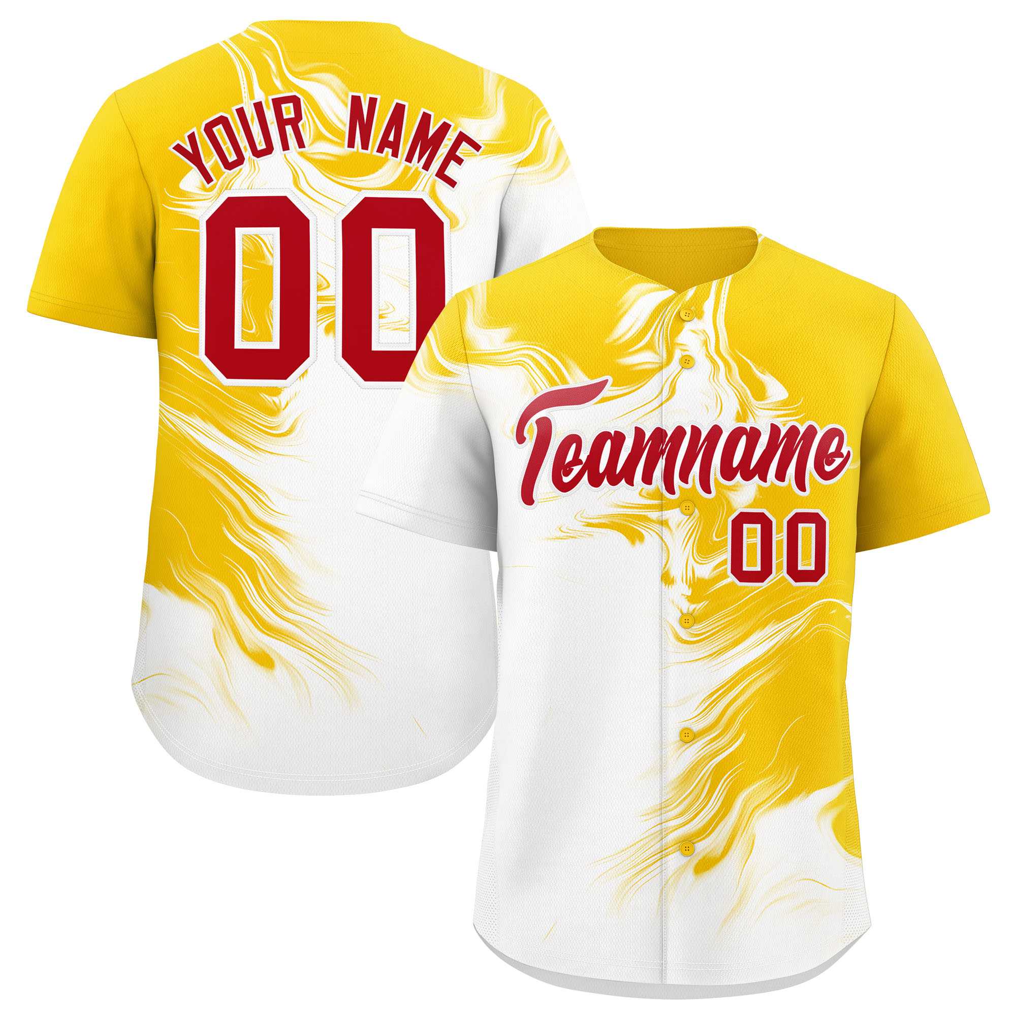 Custom Gold White Personalized Ink Pattern Authentic Baseball Jersey| KXKSHOP