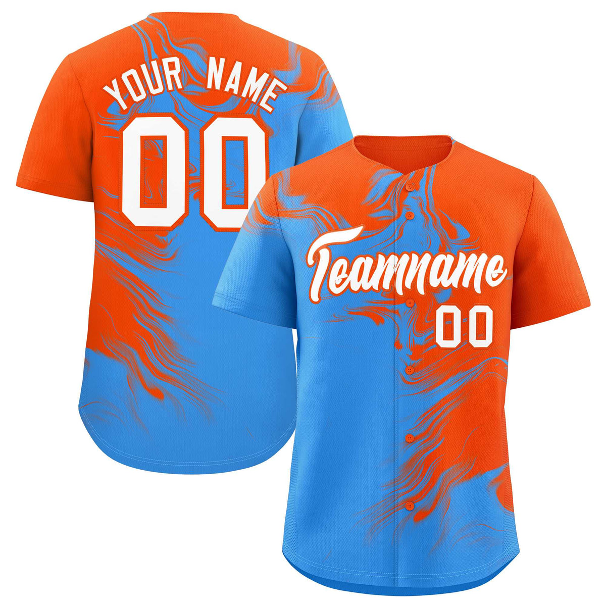 Custom Orange Powder Blue Personalized Ink Pattern Authentic Baseball Jersey| KXKSHOP