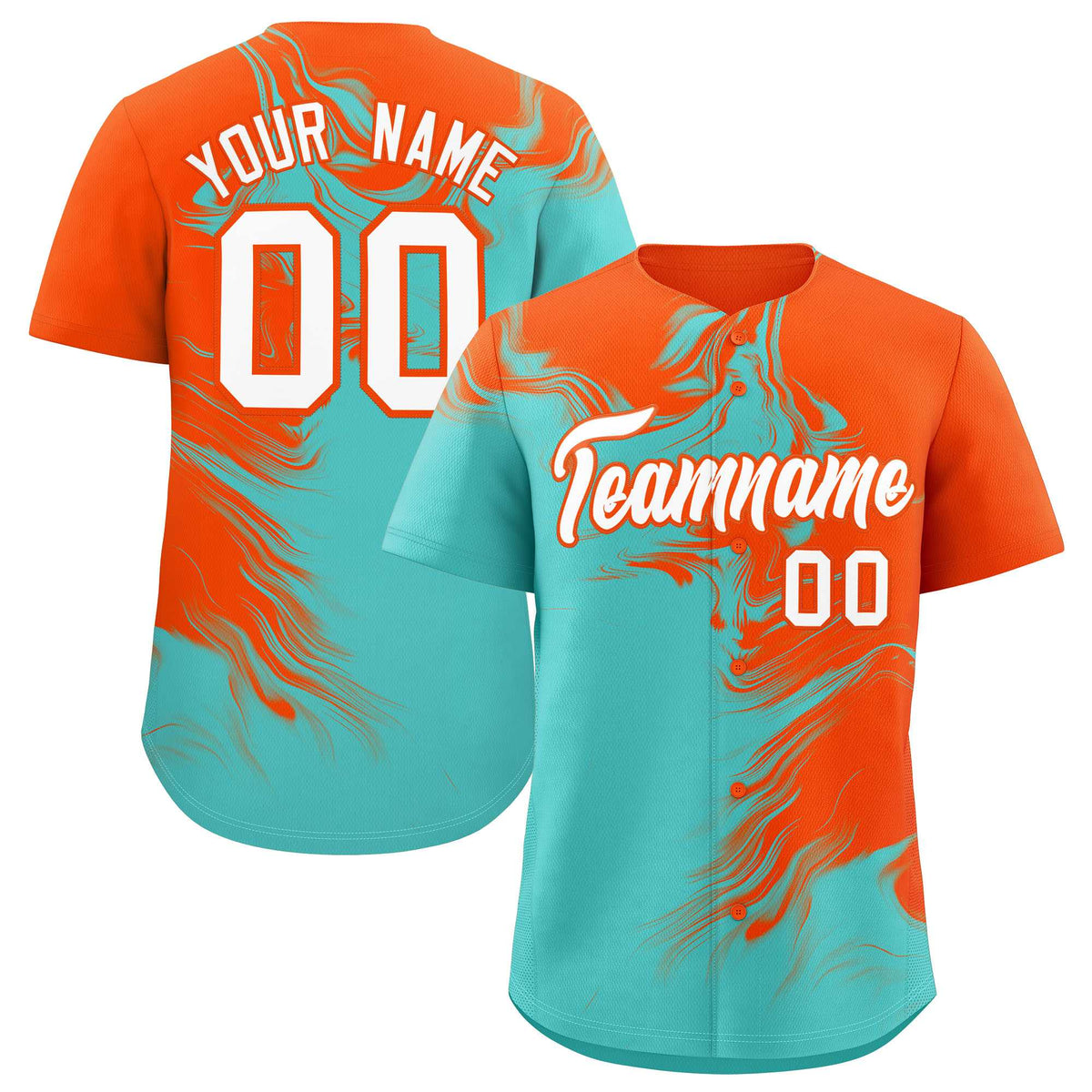 Custom Orange Bright Green Personalized Ink Pattern Authentic Baseball Jersey| KXKSHOP