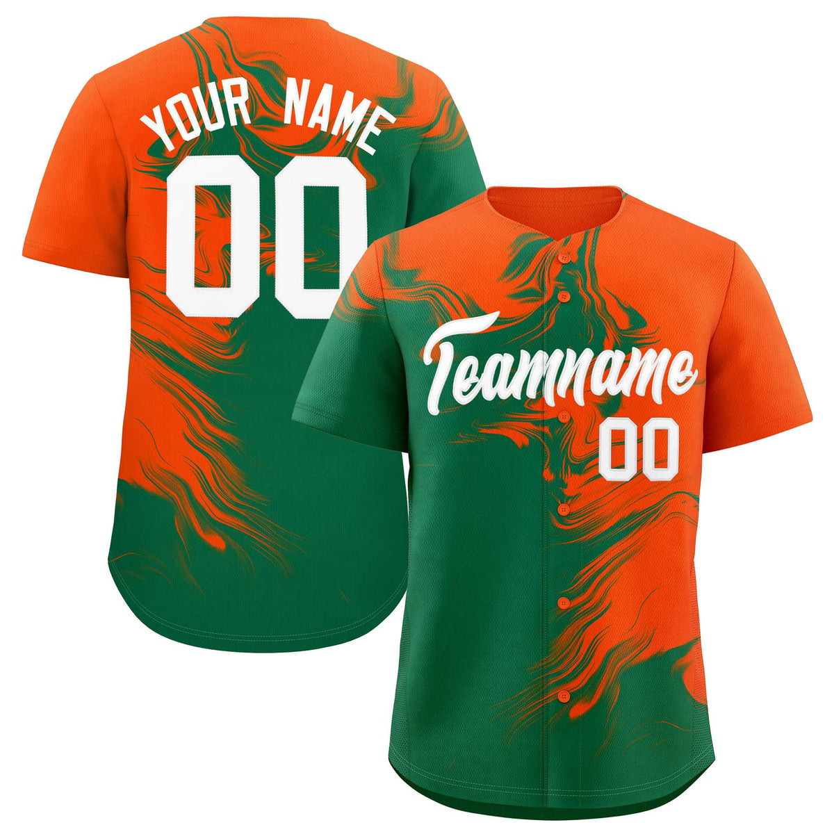 Custom Orange Kelly Green Personalized Ink Pattern Authentic Baseball Jersey| KXKSHOP