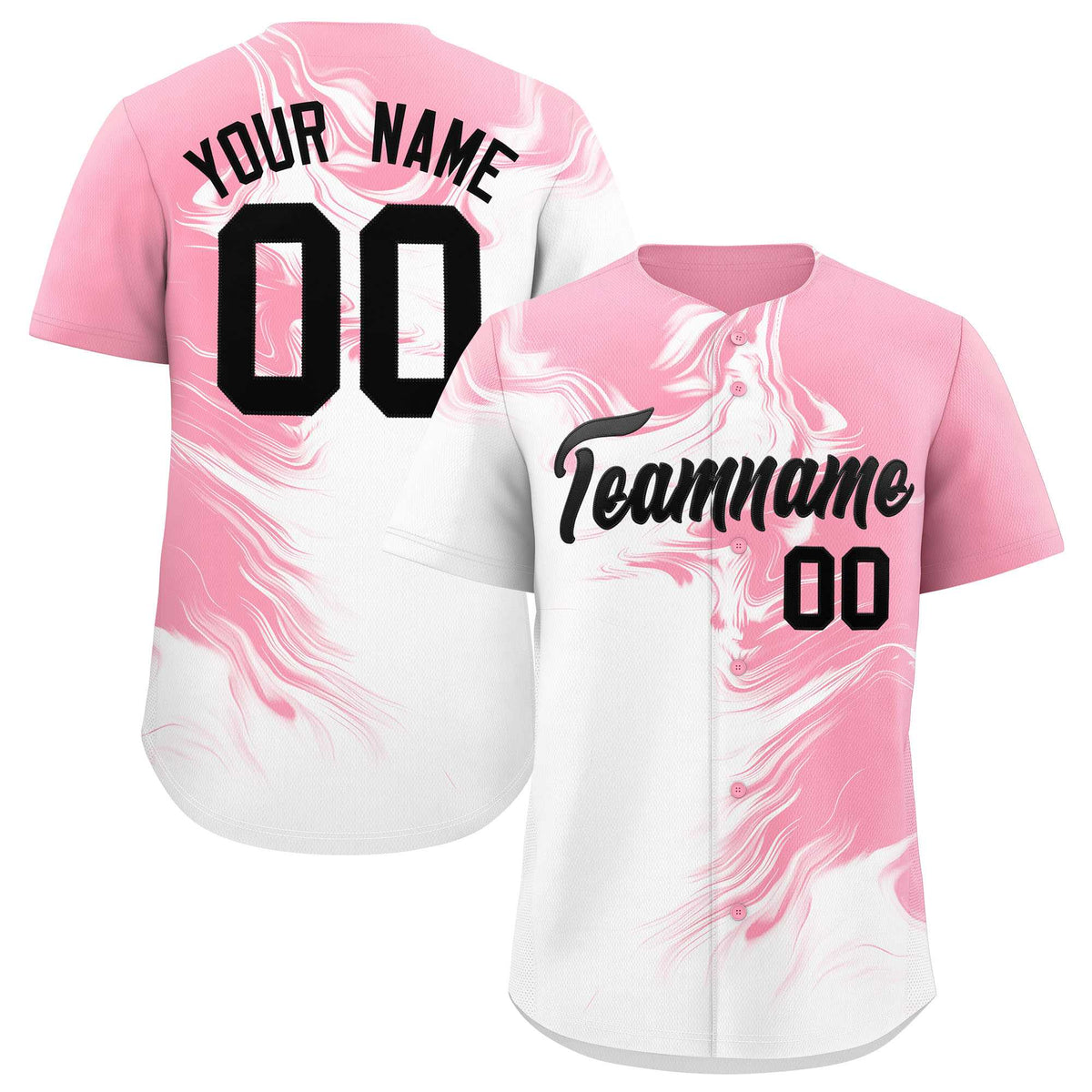Custom Light Pink White Personalized Ink Pattern Authentic Baseball Jersey| KXKSHOP