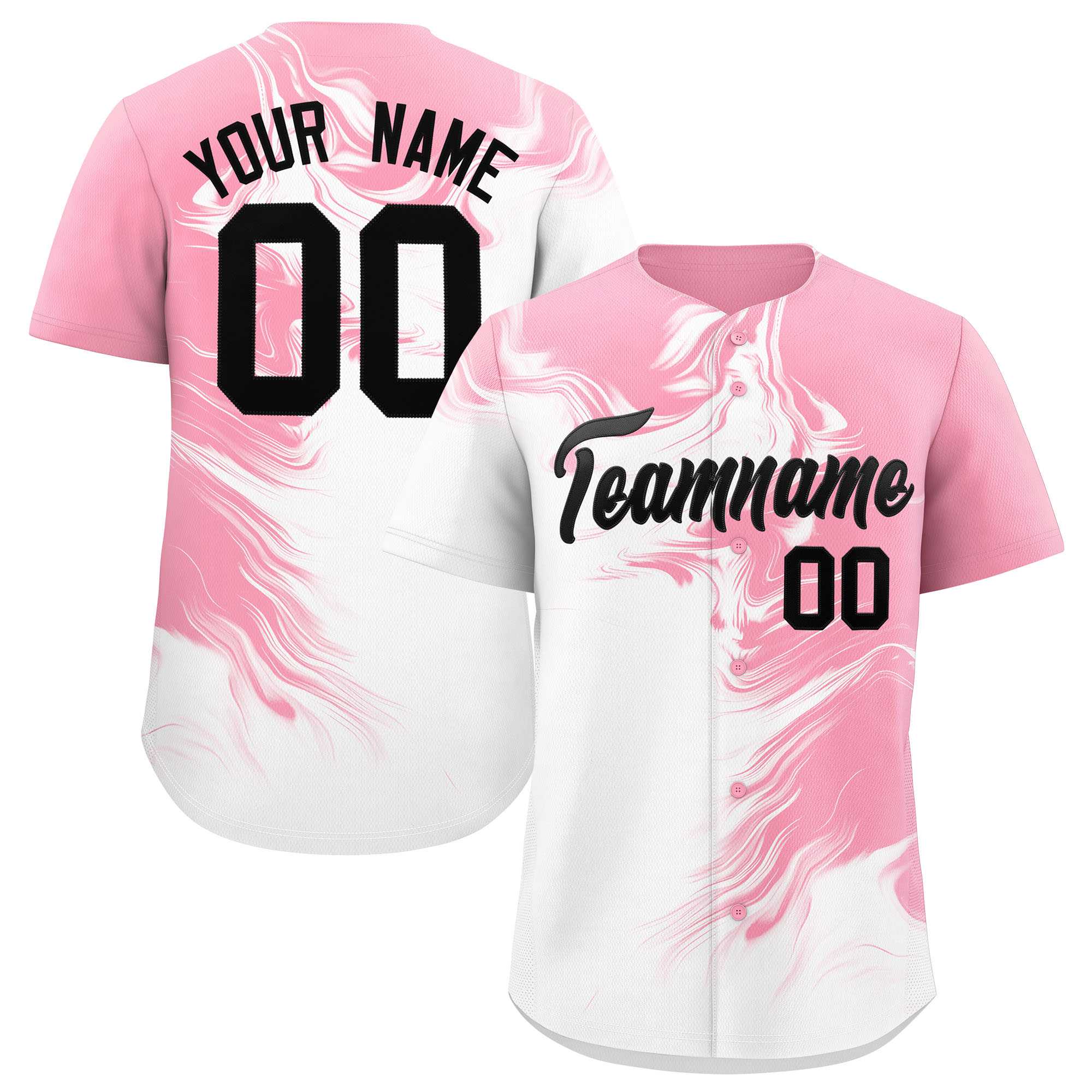 Custom Light Pink White Personalized Ink Pattern Authentic Baseball Jersey| KXKSHOP