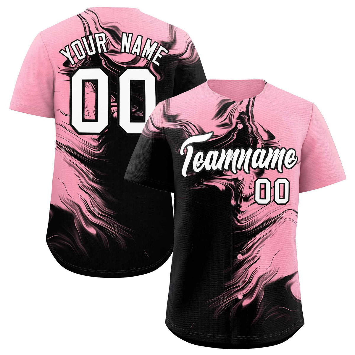 Custom Light Pink Black Personalized Ink Pattern Authentic Baseball Jersey| KXKSHOP