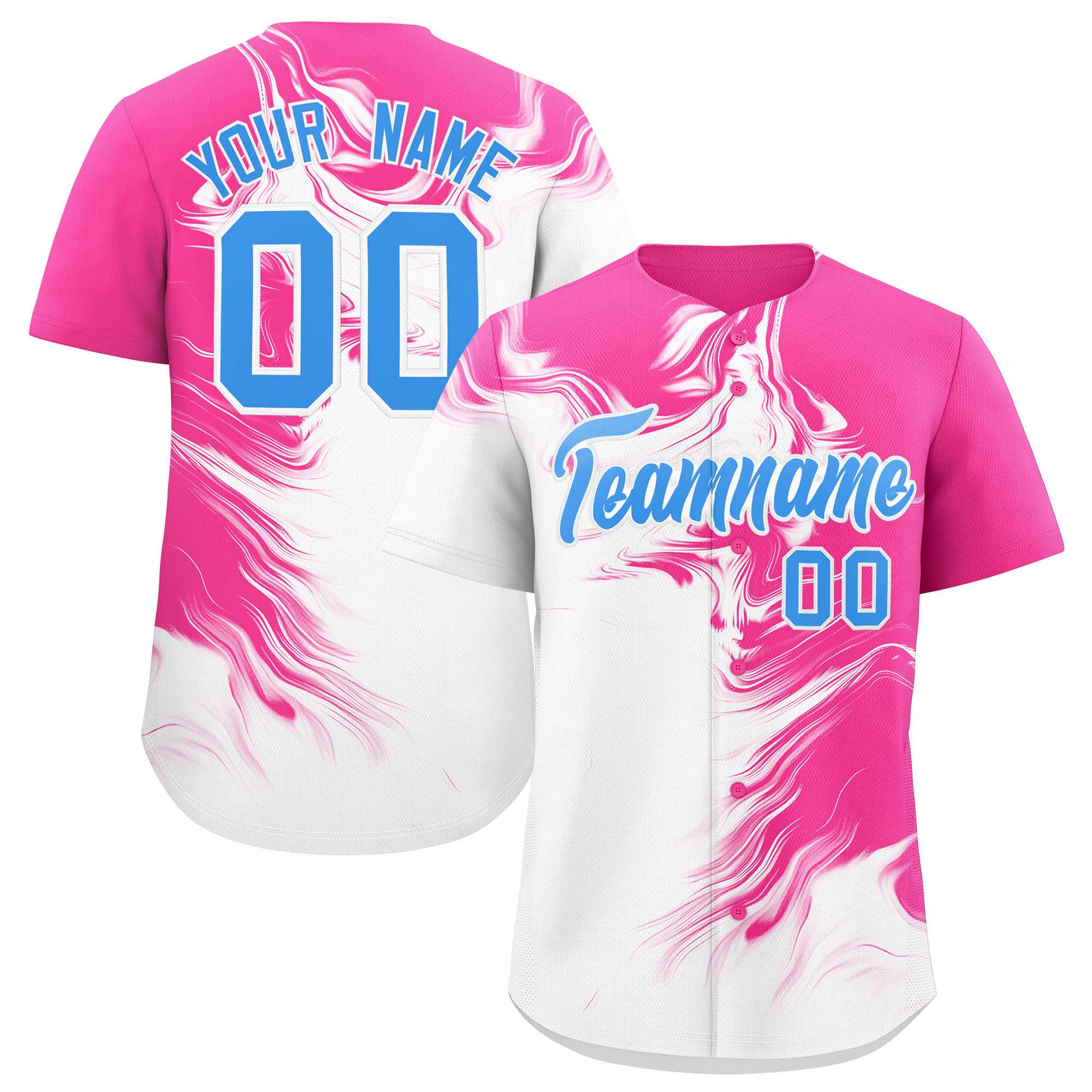 Custom Pink White Personalized Ink Pattern Authentic Baseball Jersey| KXKSHOP