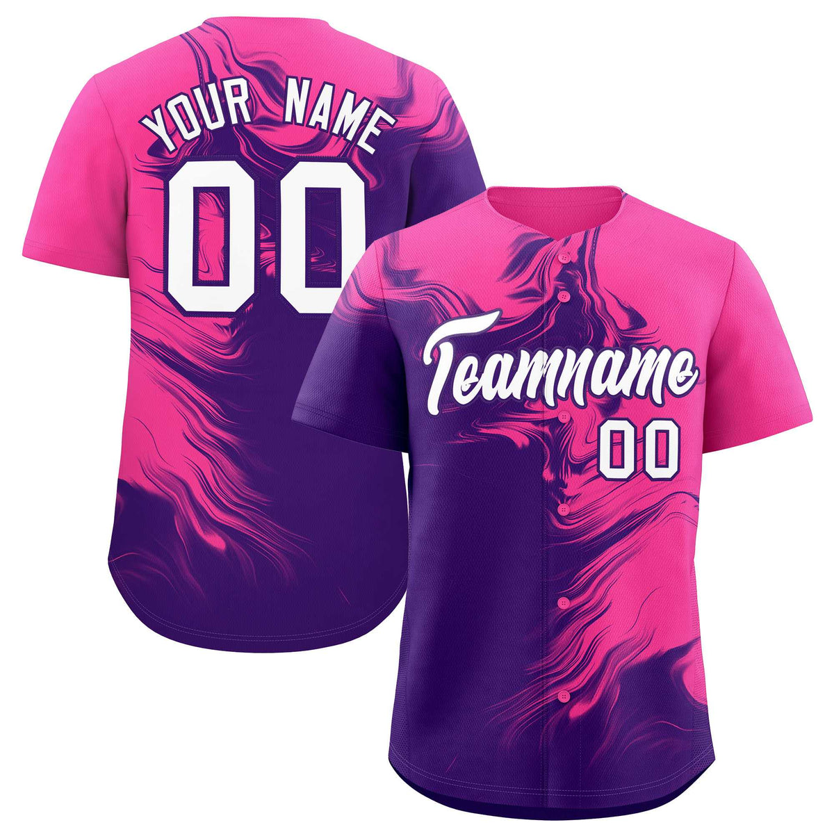 Custom Pink Purple Personalized Ink Pattern Authentic Baseball Jersey| KXKSHOP