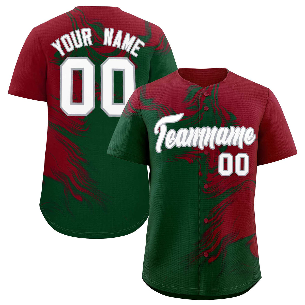 Custom Crimson Green Personalized Ink Pattern Authentic Baseball Jersey| KXKSHOP