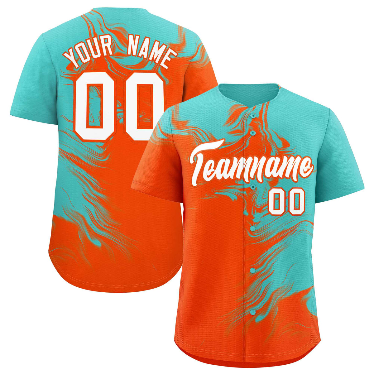 Custom Bright Green Orange Personalized Ink Pattern Authentic Baseball Jersey| KXKSHOP