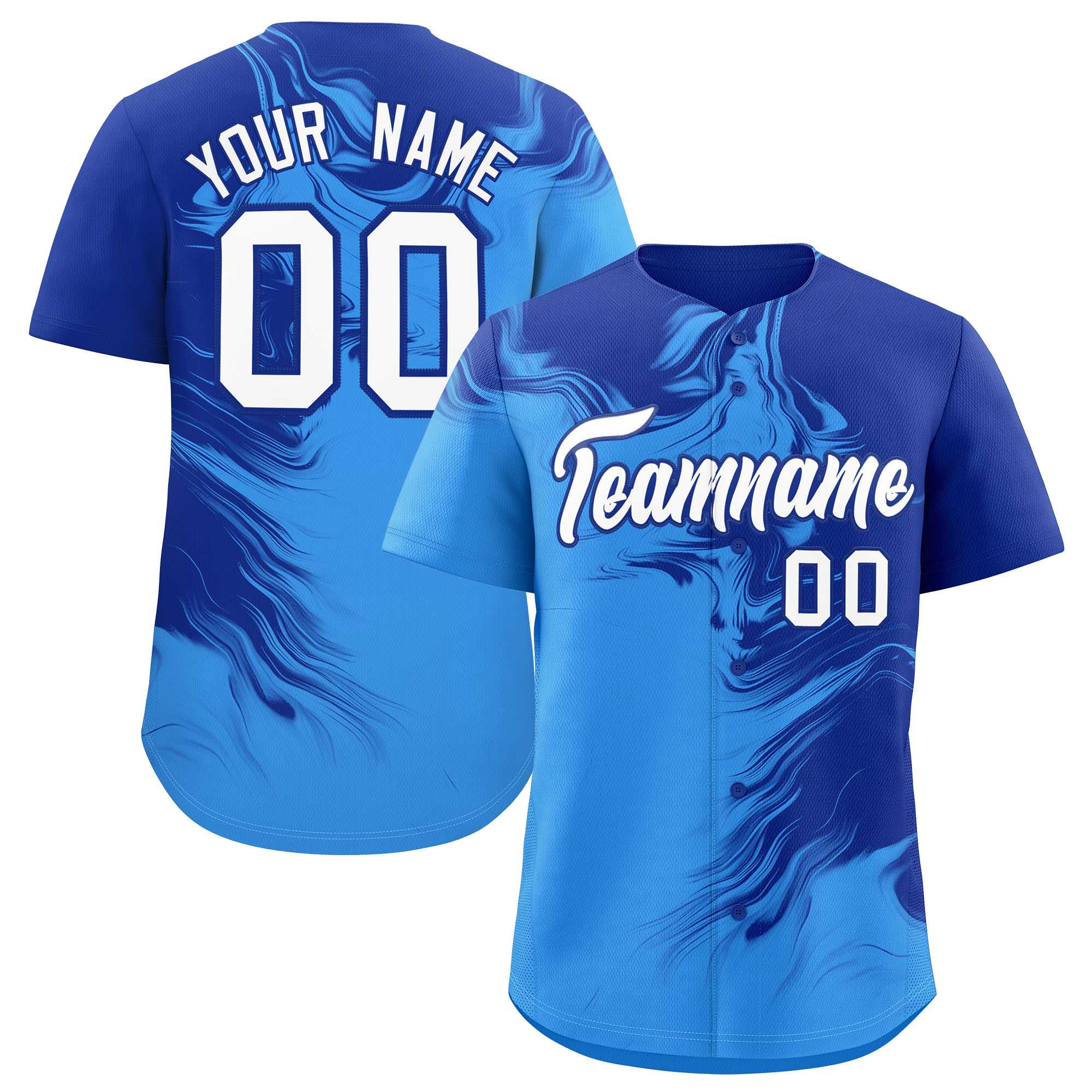 Custom Royal Powder Blue Personalized Ink Pattern Authentic Baseball Jersey| KXKSHOP
