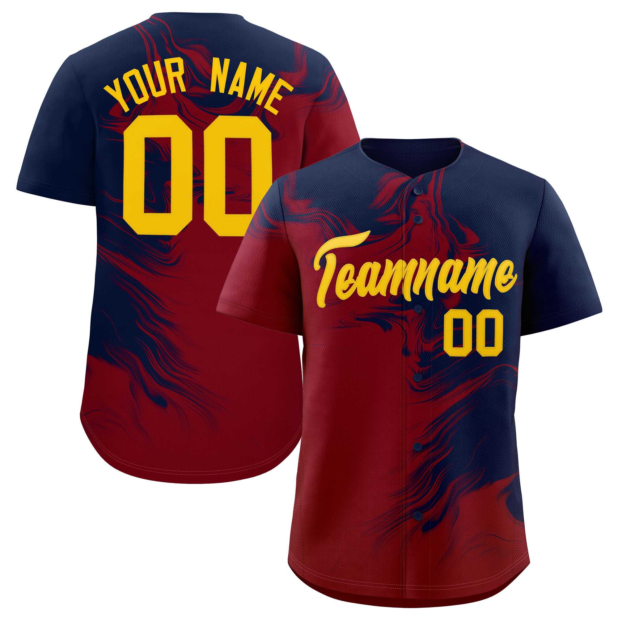 Custom Navy Crimson Personalized Ink Pattern Authentic Baseball Jersey| KXKSHOP