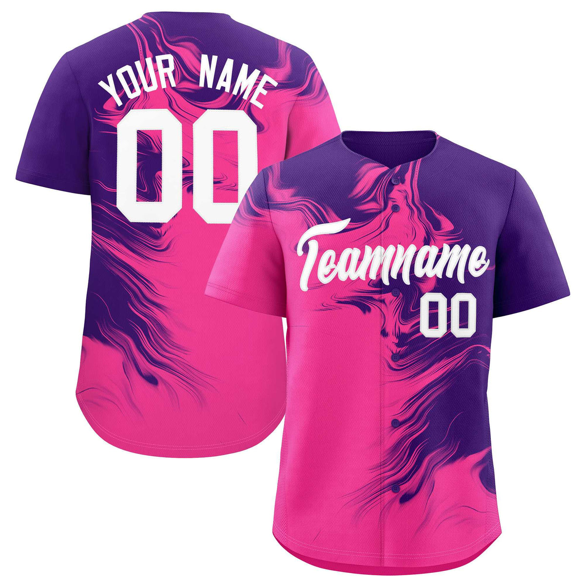 Custom Purple Pink Personalized Ink Pattern Authentic Baseball Jersey| KXKSHOP