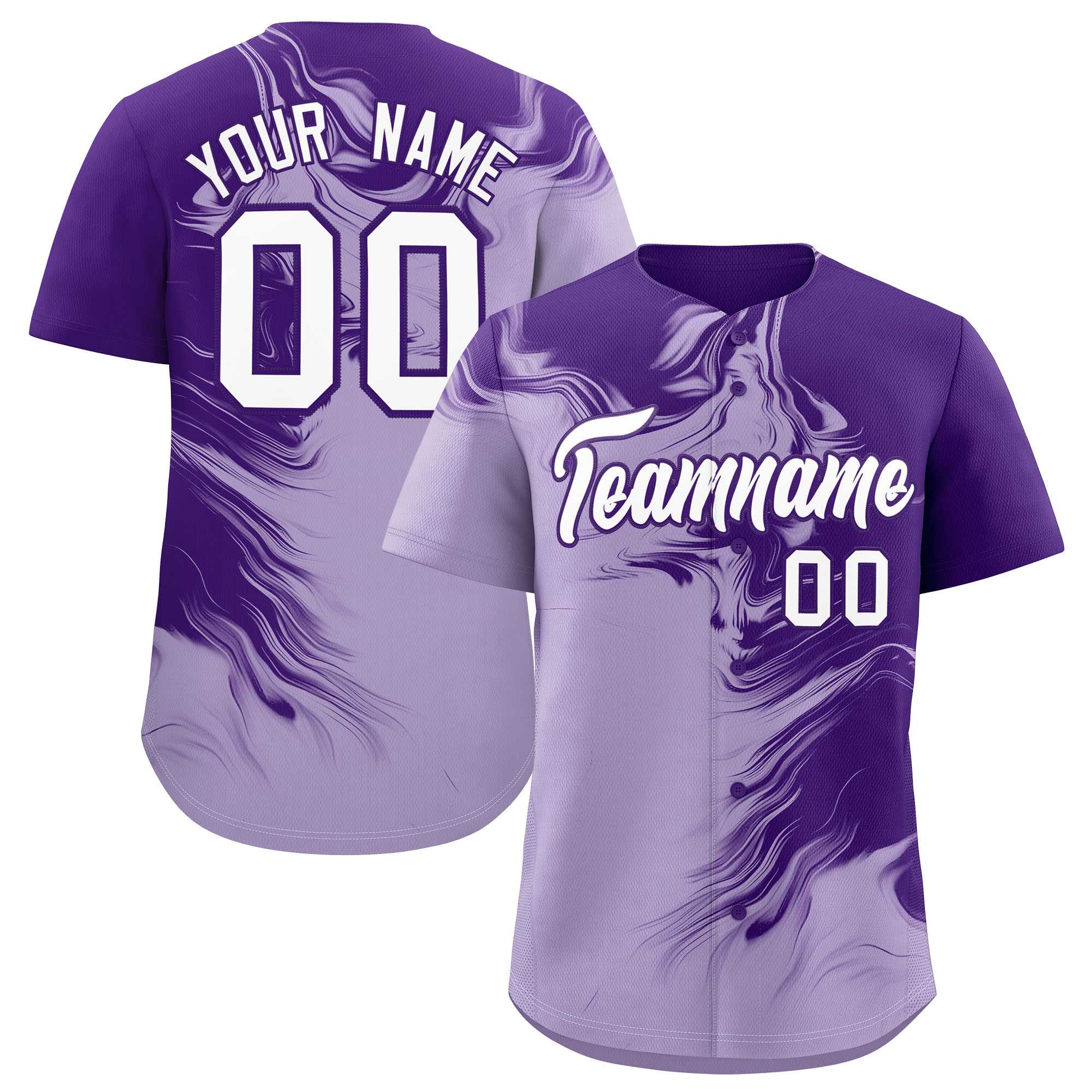 Custom Purple Light Purple Personalized Ink Pattern Authentic Baseball Jersey| KXKSHOP