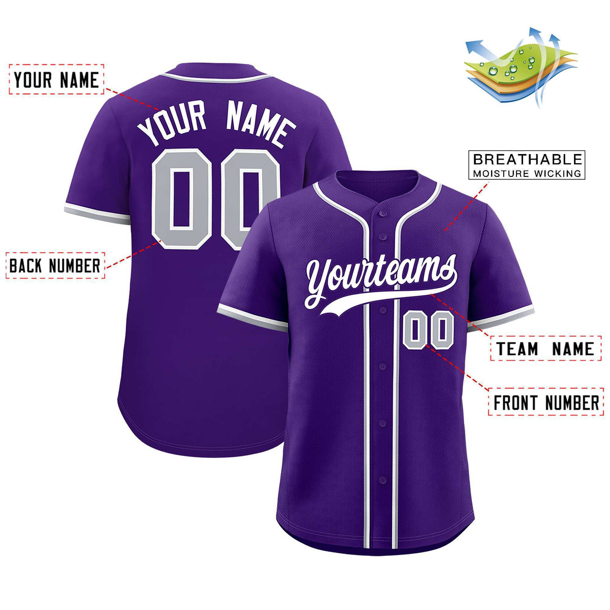 Custom Purple Classic Style Authentic Baseball Jersey| KXKSHOP