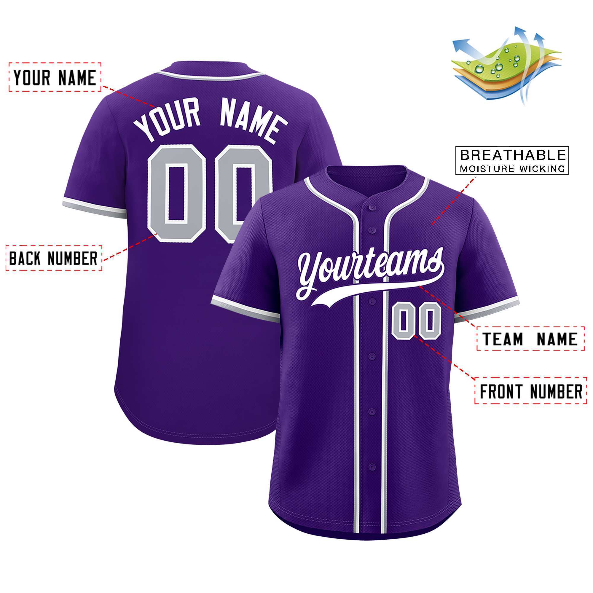 Custom Purple Classic Style Authentic Baseball Jersey| KXKSHOP