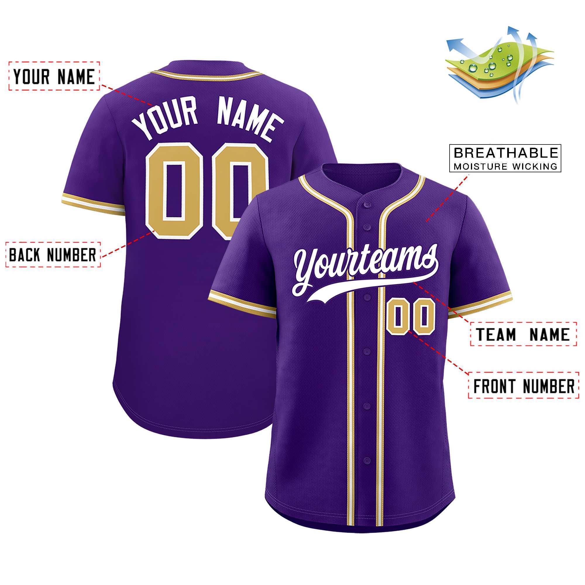 Custom Purple Classic Style Authentic Baseball Jersey| KXKSHOP