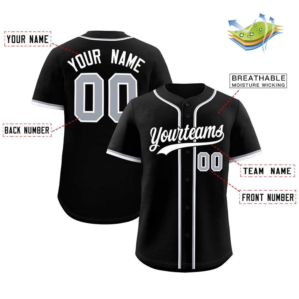 Custom Black Classic Style Authentic Baseball Jersey| KXKSHOP