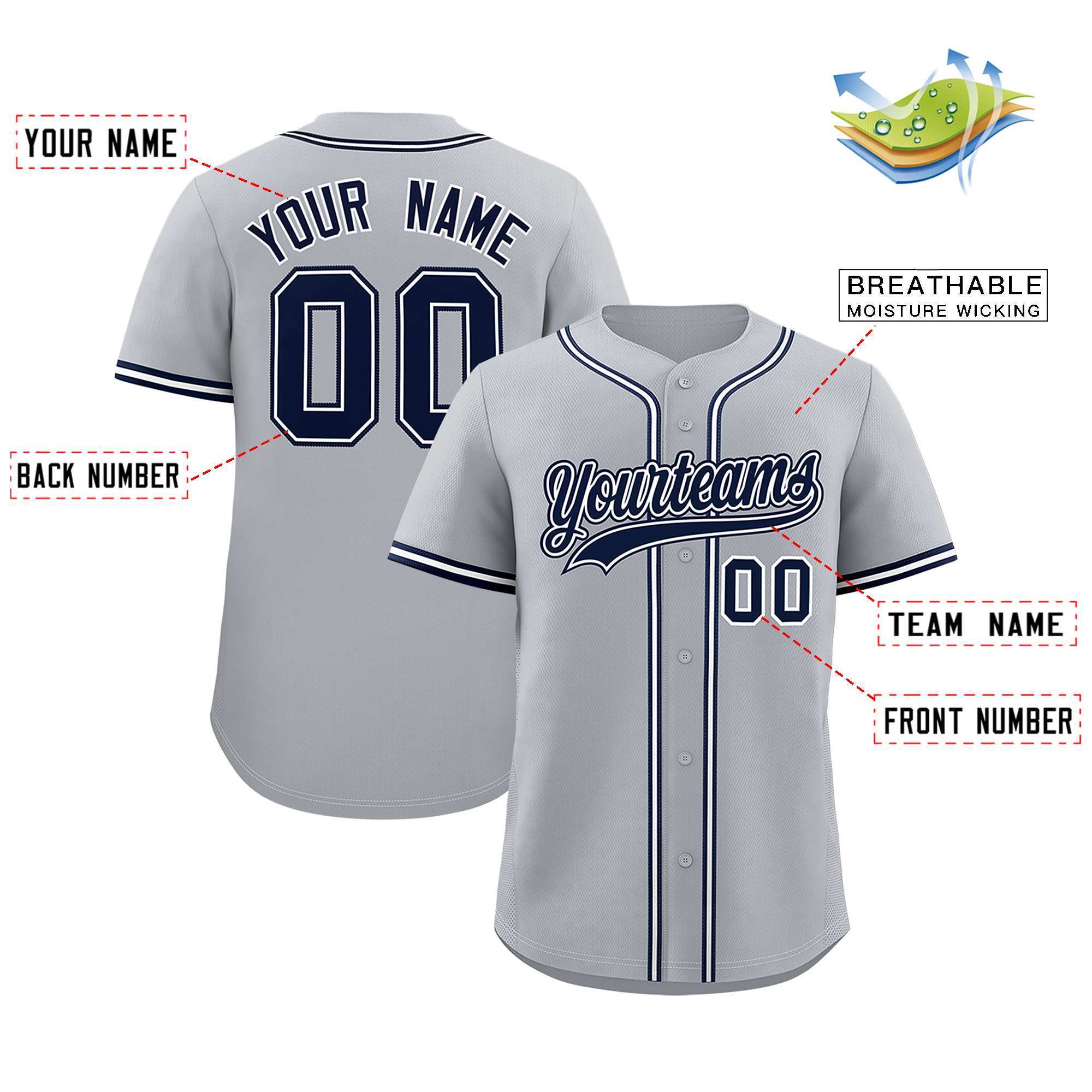 Custom Gray Classic Style Authentic Baseball Jersey| KXKSHOP