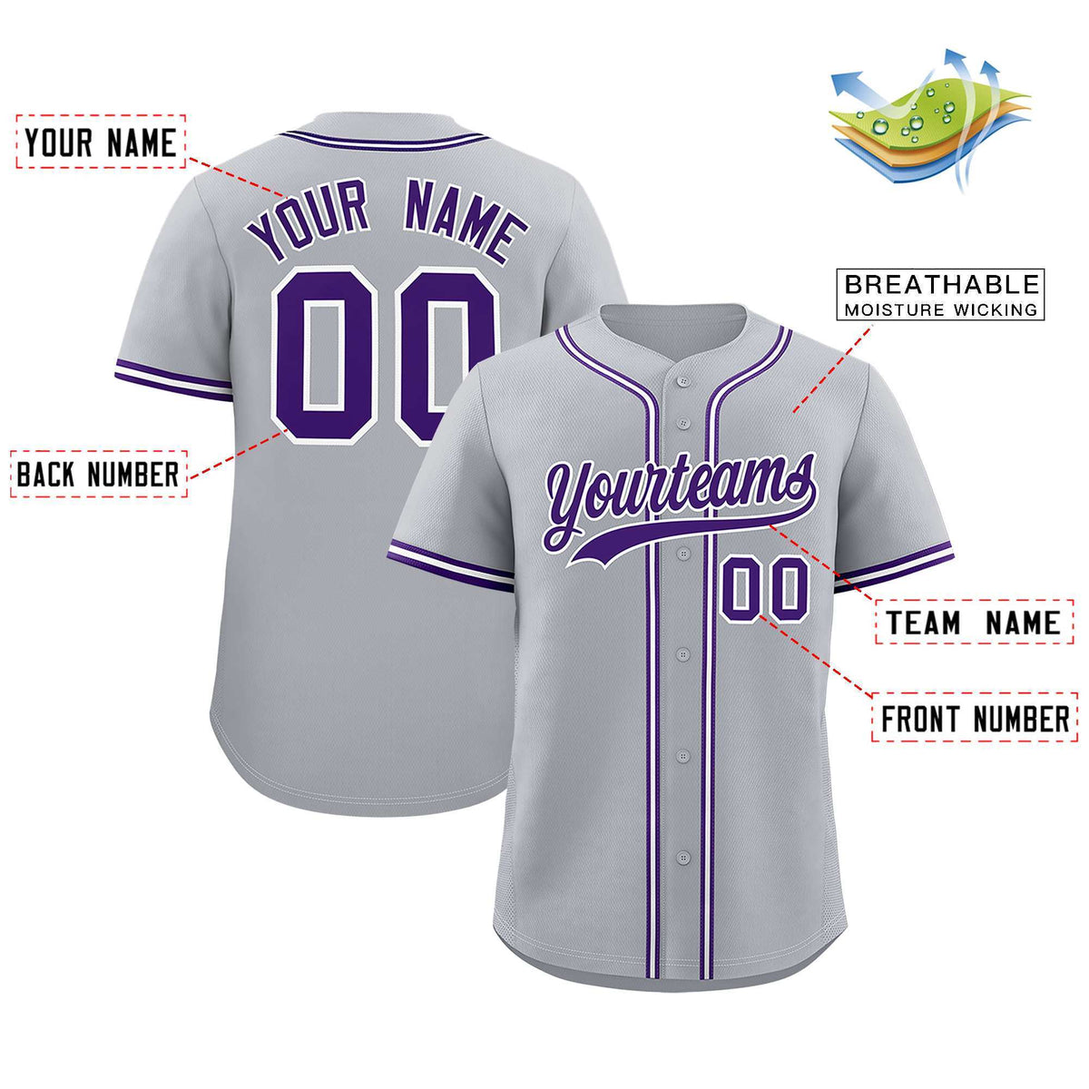 Custom Gray Classic Style Authentic Baseball Jersey| KXKSHOP