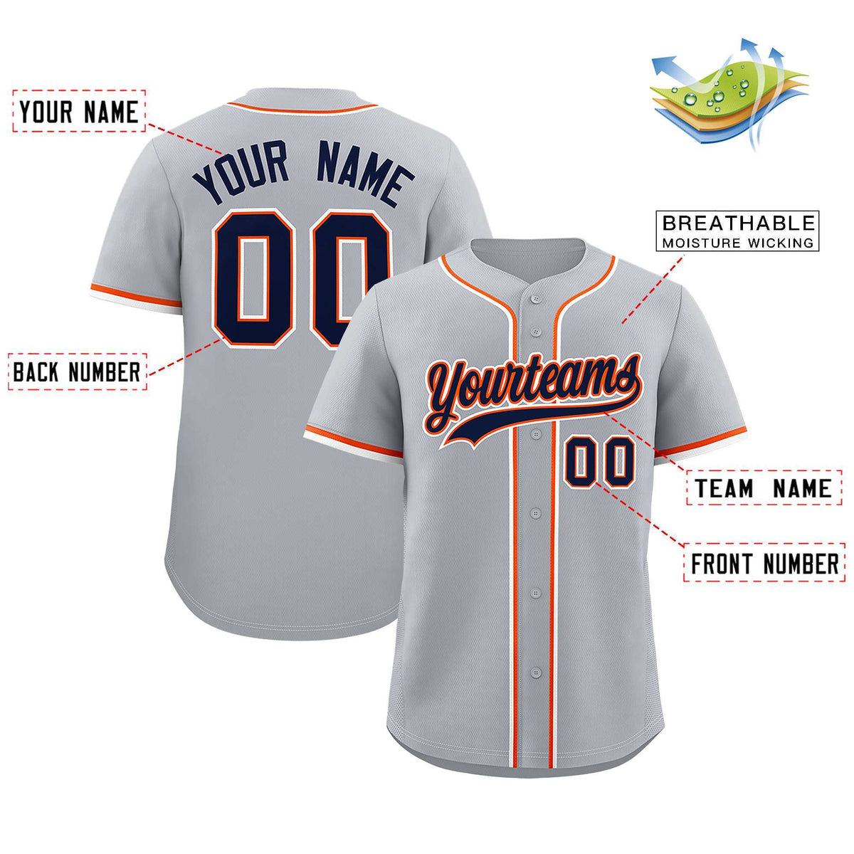 Custom Gray Classic Style Authentic Baseball Jersey| KXKSHOP