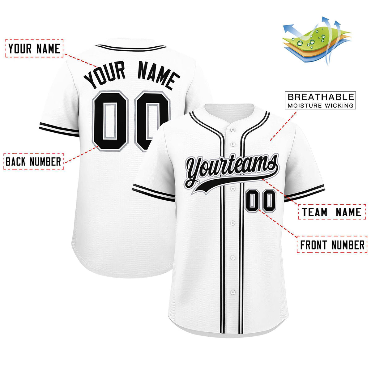 Custom White Classic Style Authentic Baseball Jersey| KXKSHOP