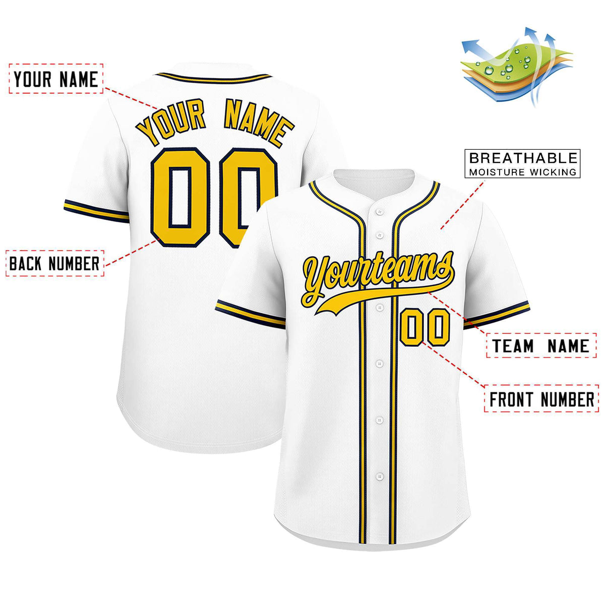 Custom White Classic Style Authentic Baseball Jersey| KXKSHOP
