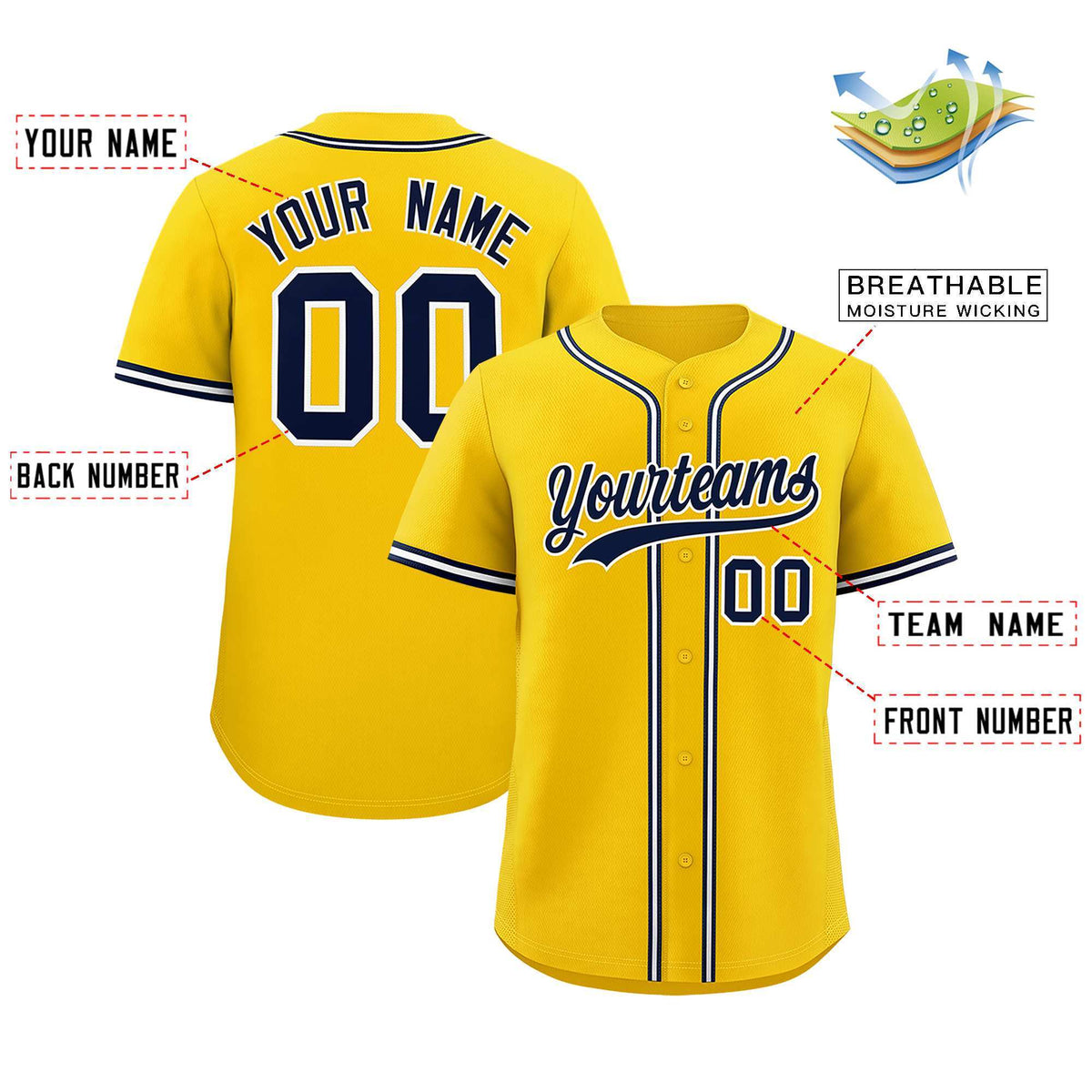 Custom Gold Classic Style Authentic Baseball Jersey| KXKSHOP