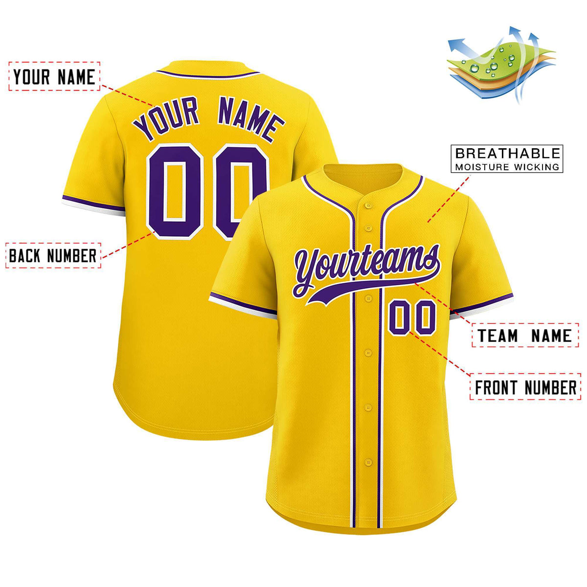 Custom Gold Classic Style Authentic Baseball Jersey| KXKSHOP