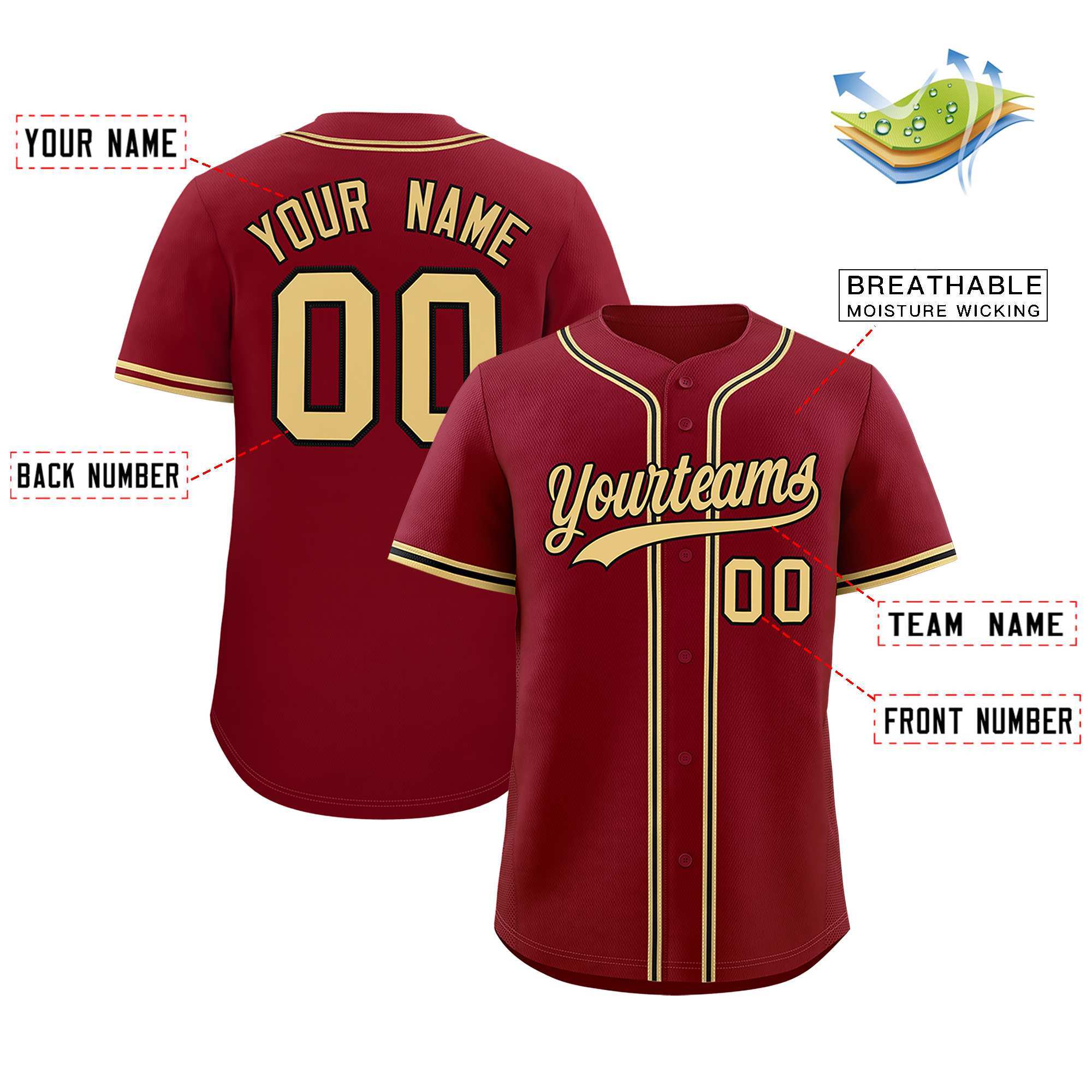 Custom Crimson Classic Style Authentic Baseball Jersey| KXKSHOP