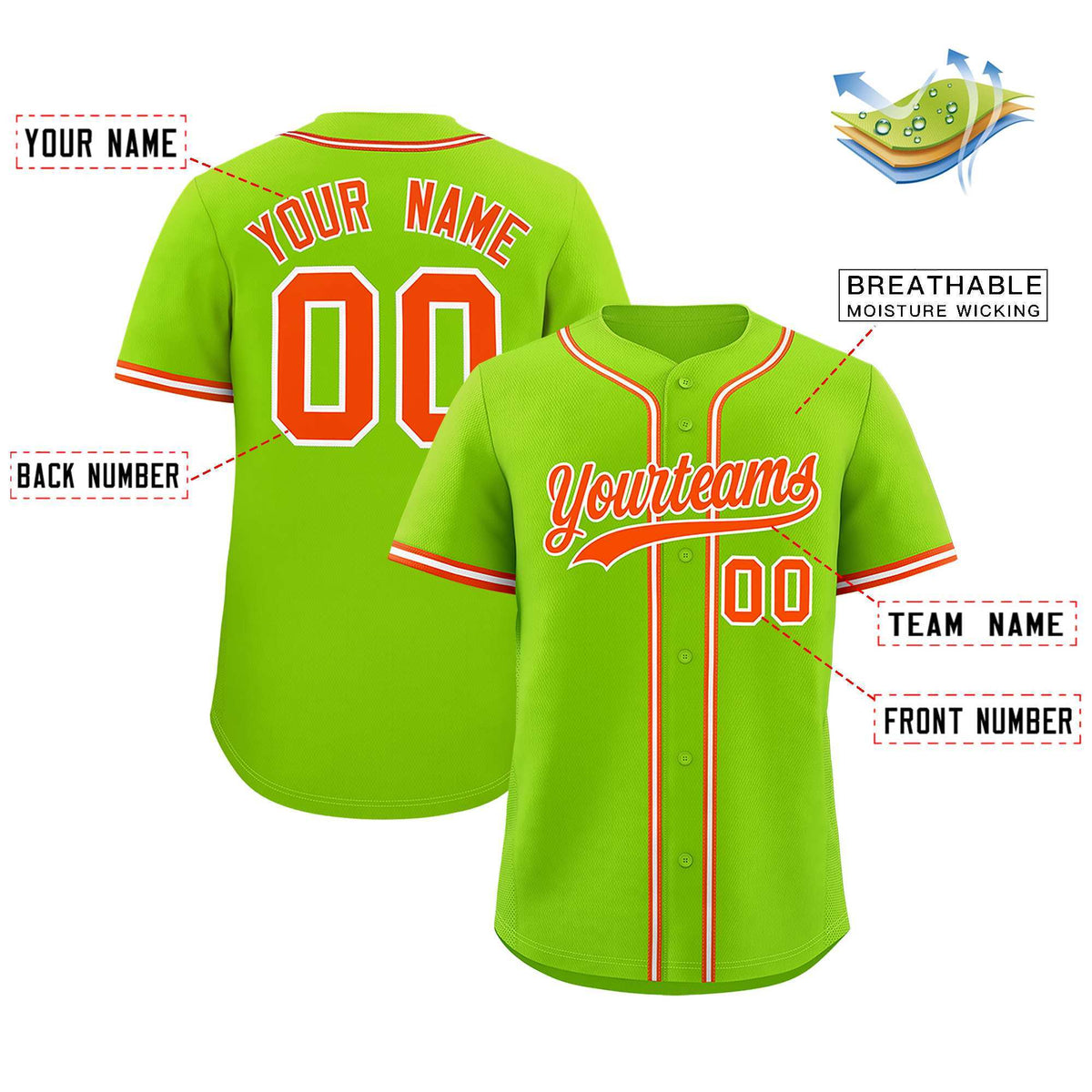 Custom Neon Green Classic Style Authentic Baseball Jersey| KXKSHOP