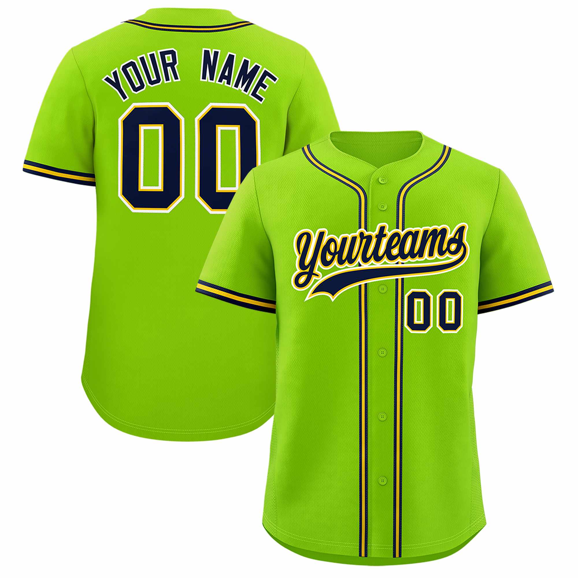 Custom Neon Green Classic Style Authentic Baseball Jersey| KXKSHOP