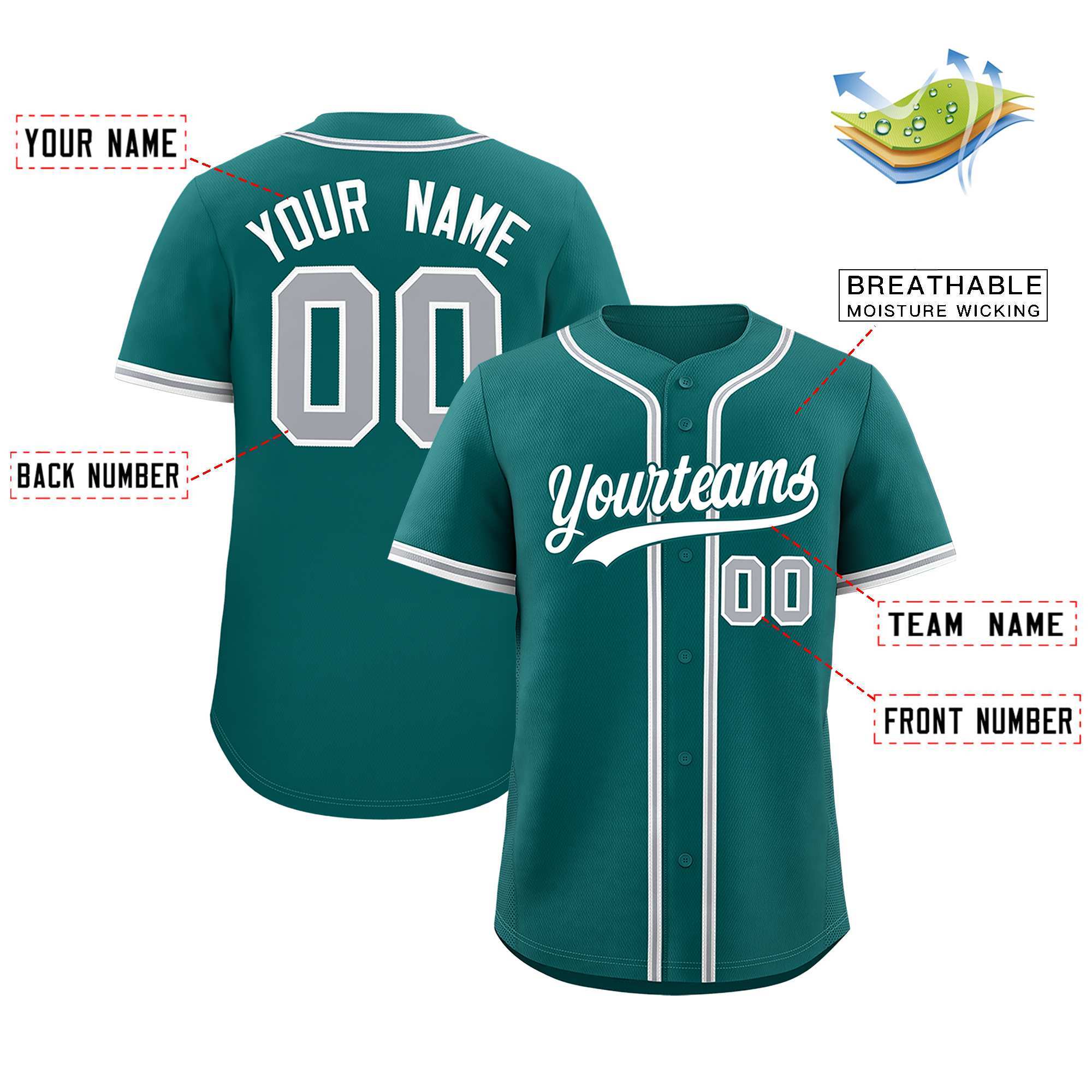 Custom Aqua Classic Style Authentic Baseball Jersey| KXKSHOP